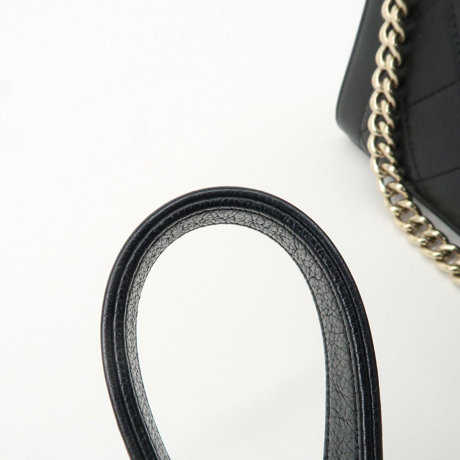 Chanel Logo Leather 2WAY Shoulder Bag Black & Gold Hardware