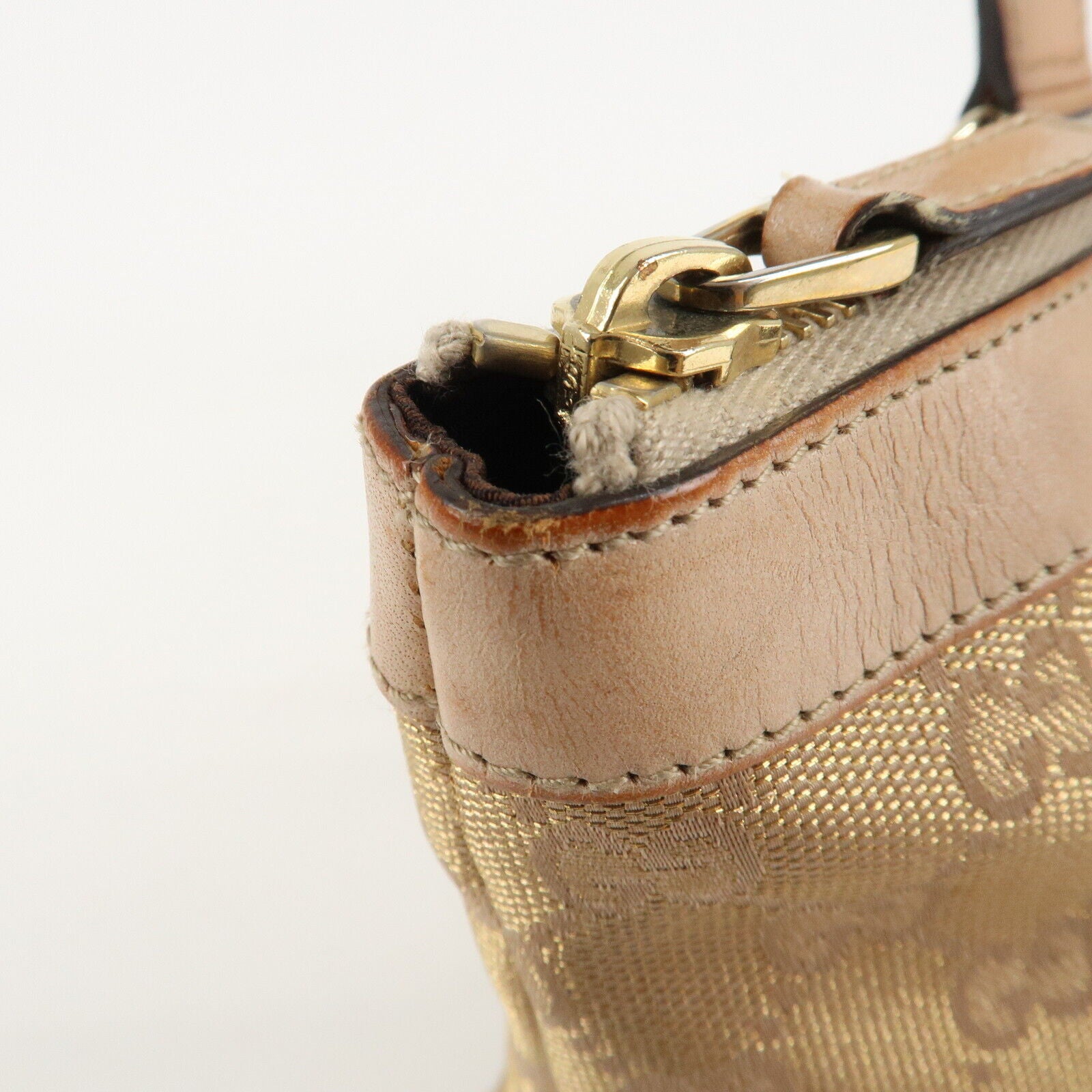 Gucci Abbey Line GG Canvas Leather Tote Bag - Pink White