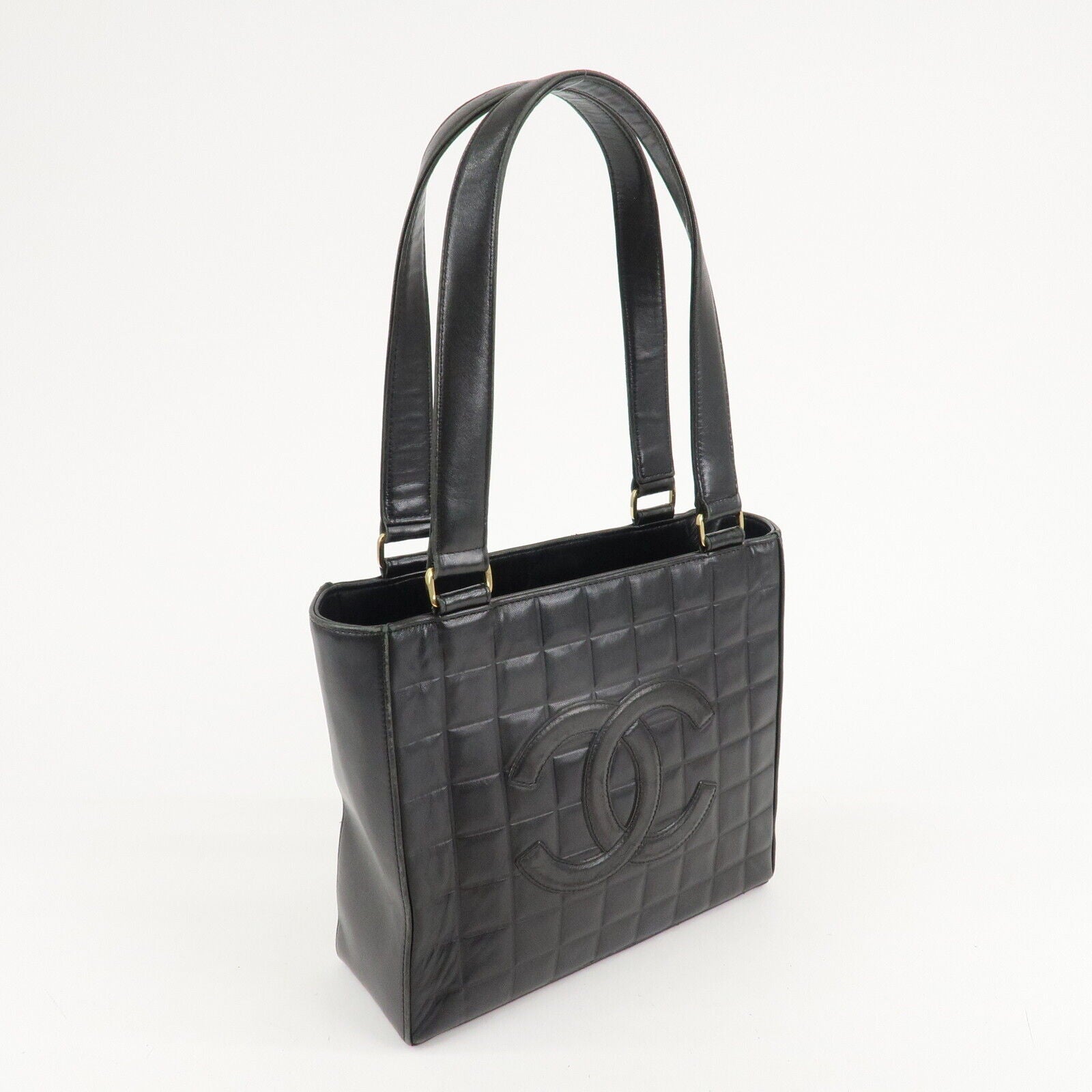 Chanel Mark Chocolate Bar Lamb Skin Black Shoulder Bag