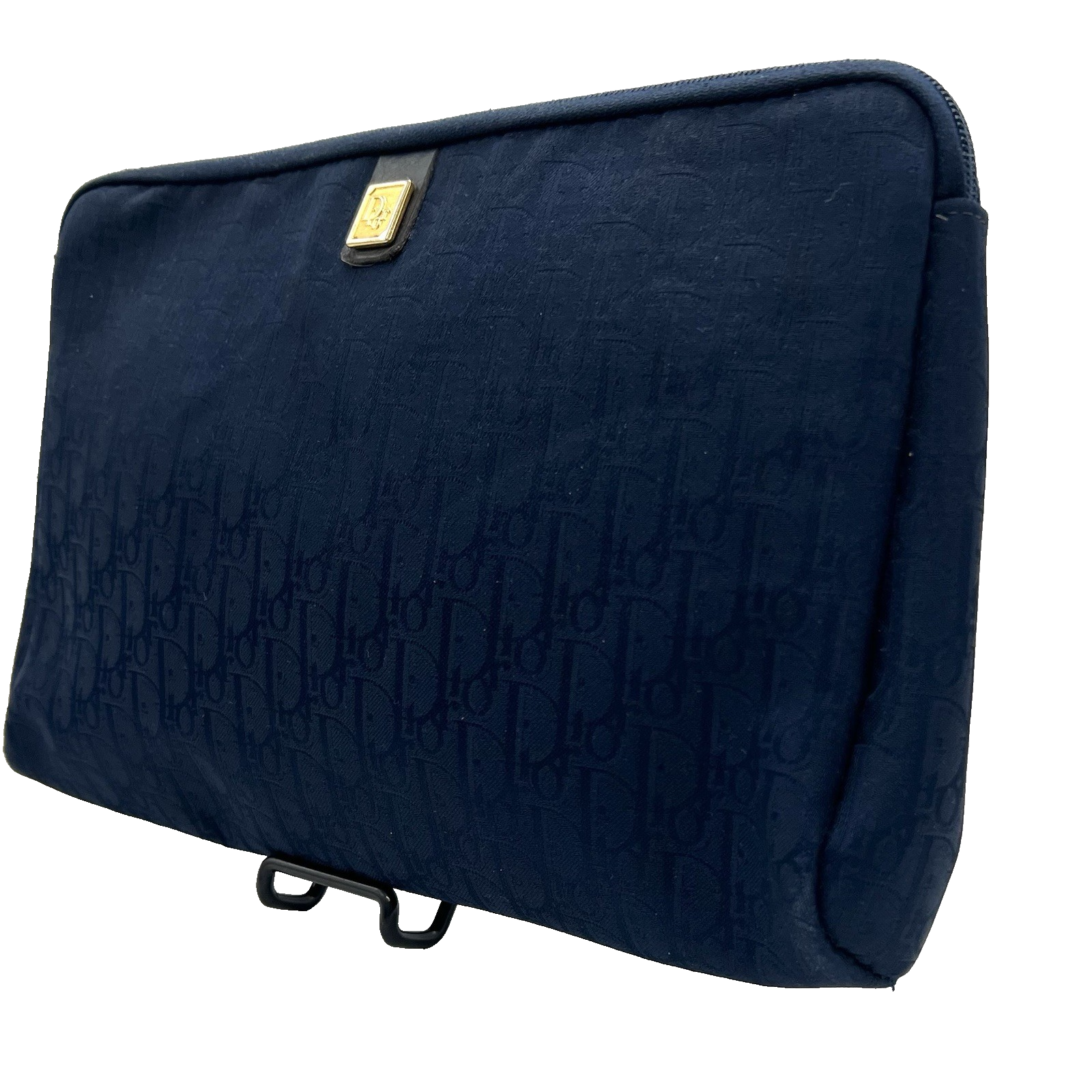 Christian Dior Trotter Clutch Bag Navy Canvas