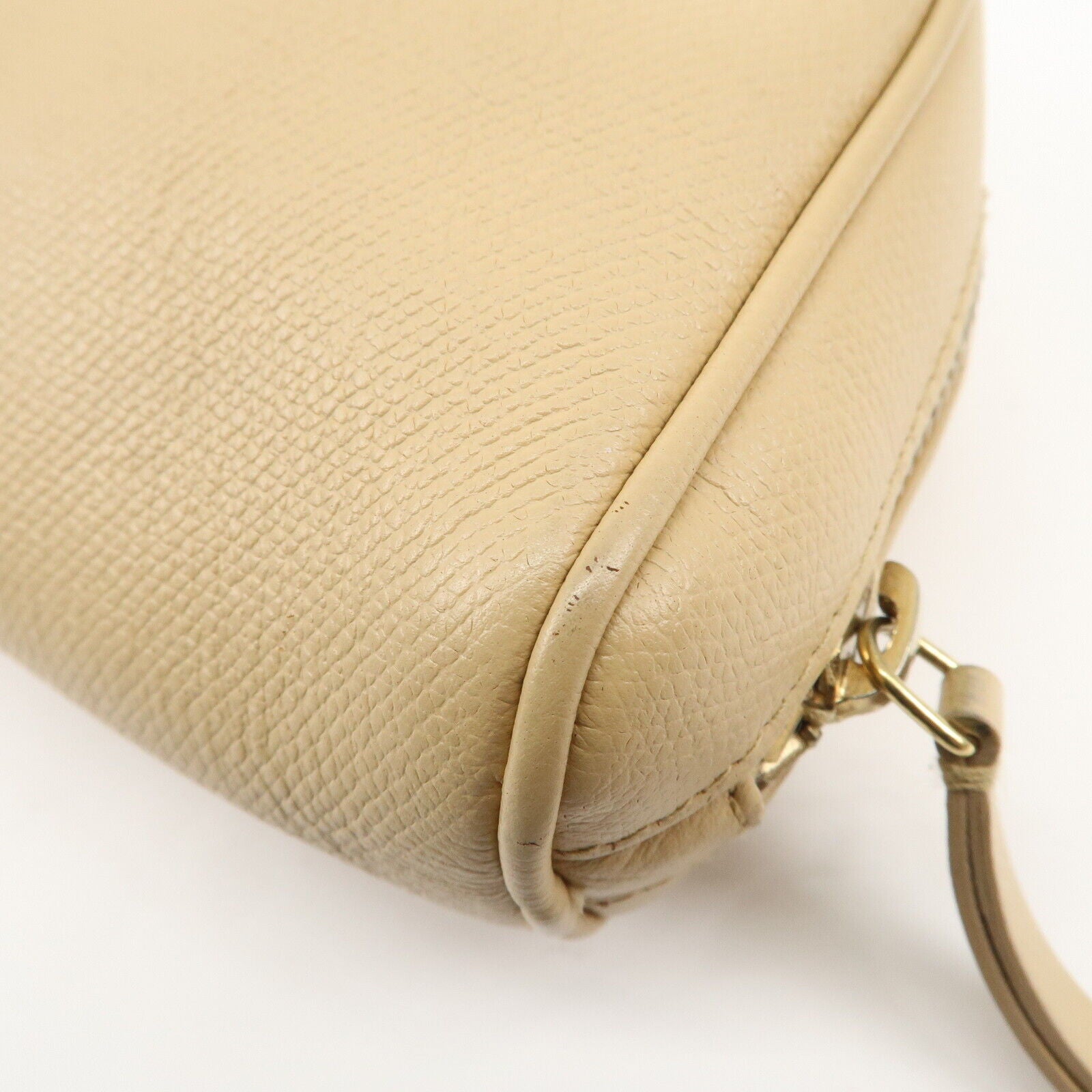 Chanel Leather Cosmetic Pouch - Beige & Gold