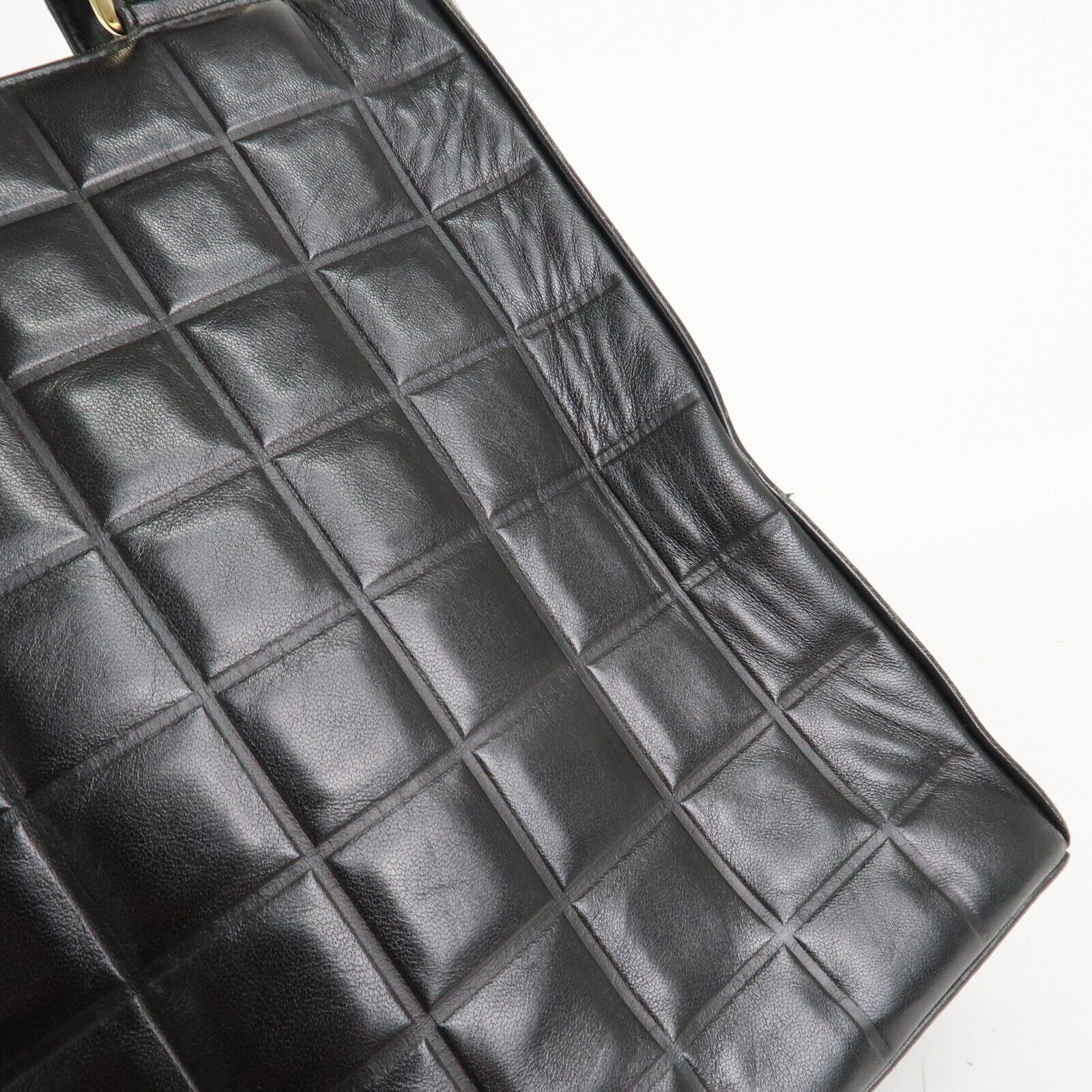 Chanel Mark Chocolate Bar Lamb Skin Black Shoulder Bag