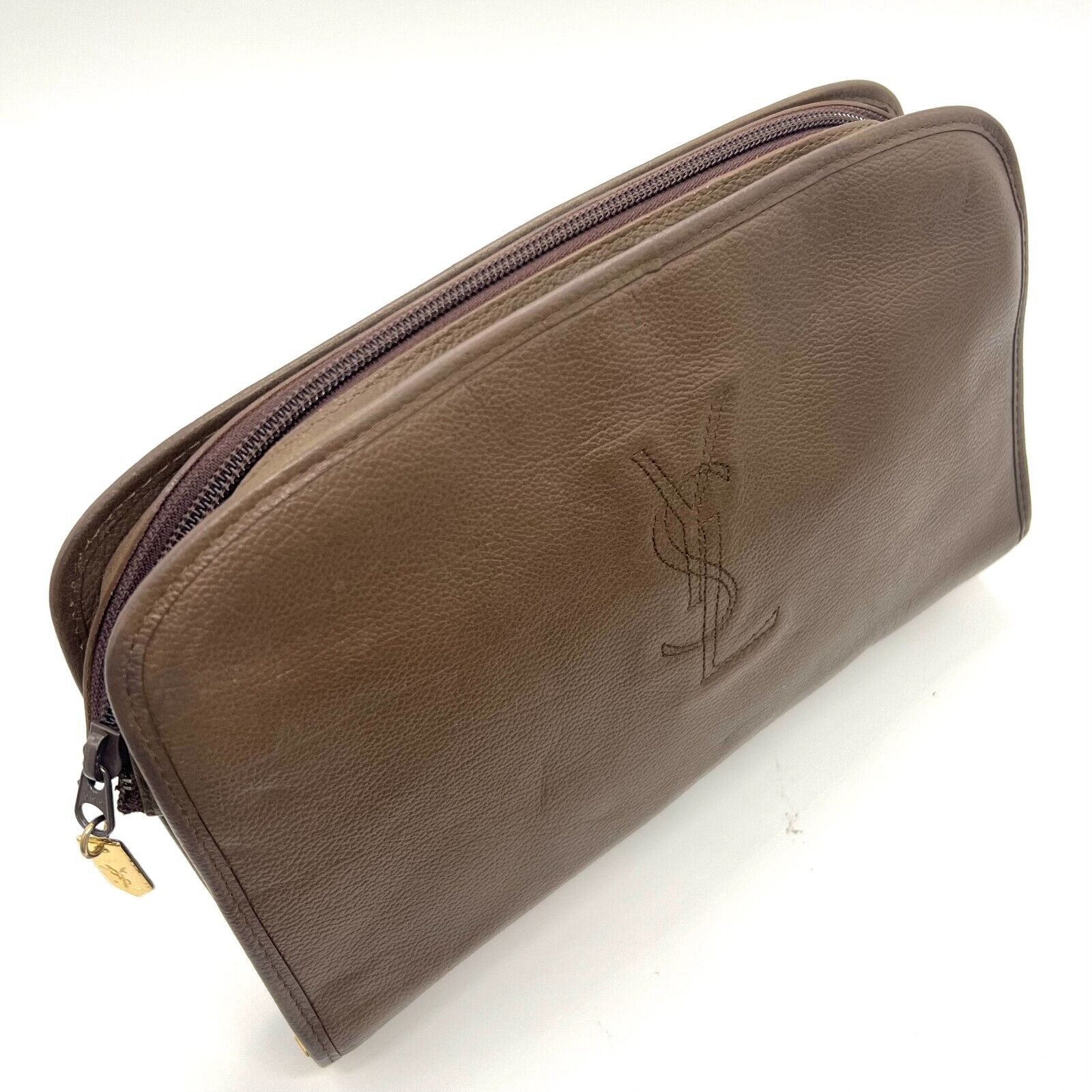 Yves Saint Laurent YSL Leather Clutch - Brown