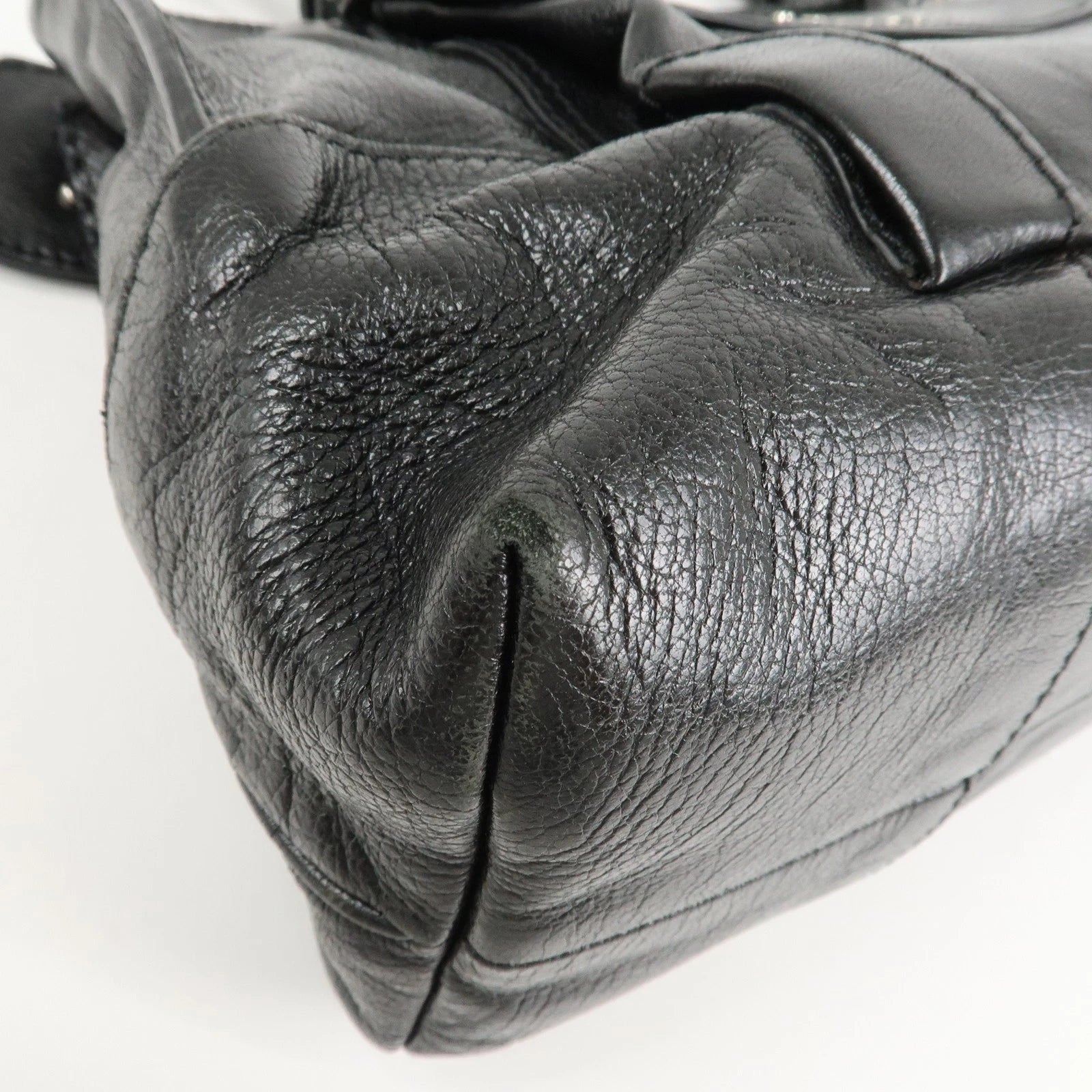 CELINE Boogie Bag Leather Hand Bag Tote Bag Black