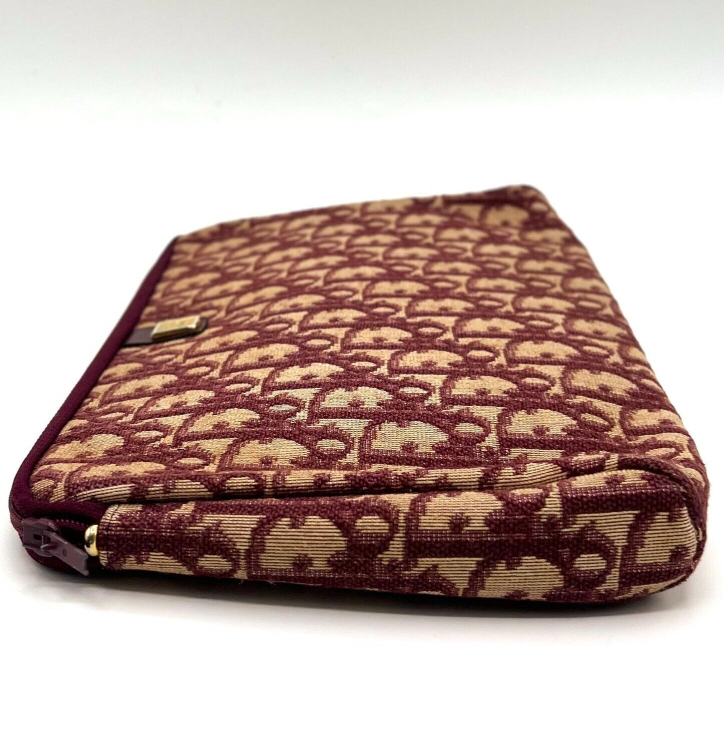Christian Dior Trotter Clutch Bag Pouch Canvas Bordeaux