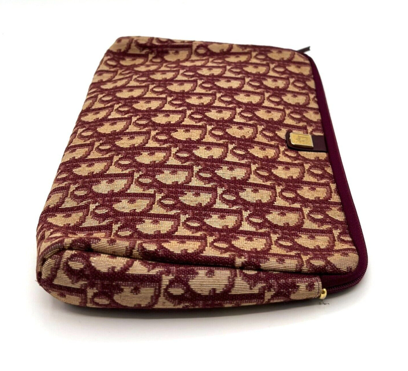 Christian Dior Trotter Clutch Bag Pouch Canvas Bordeaux