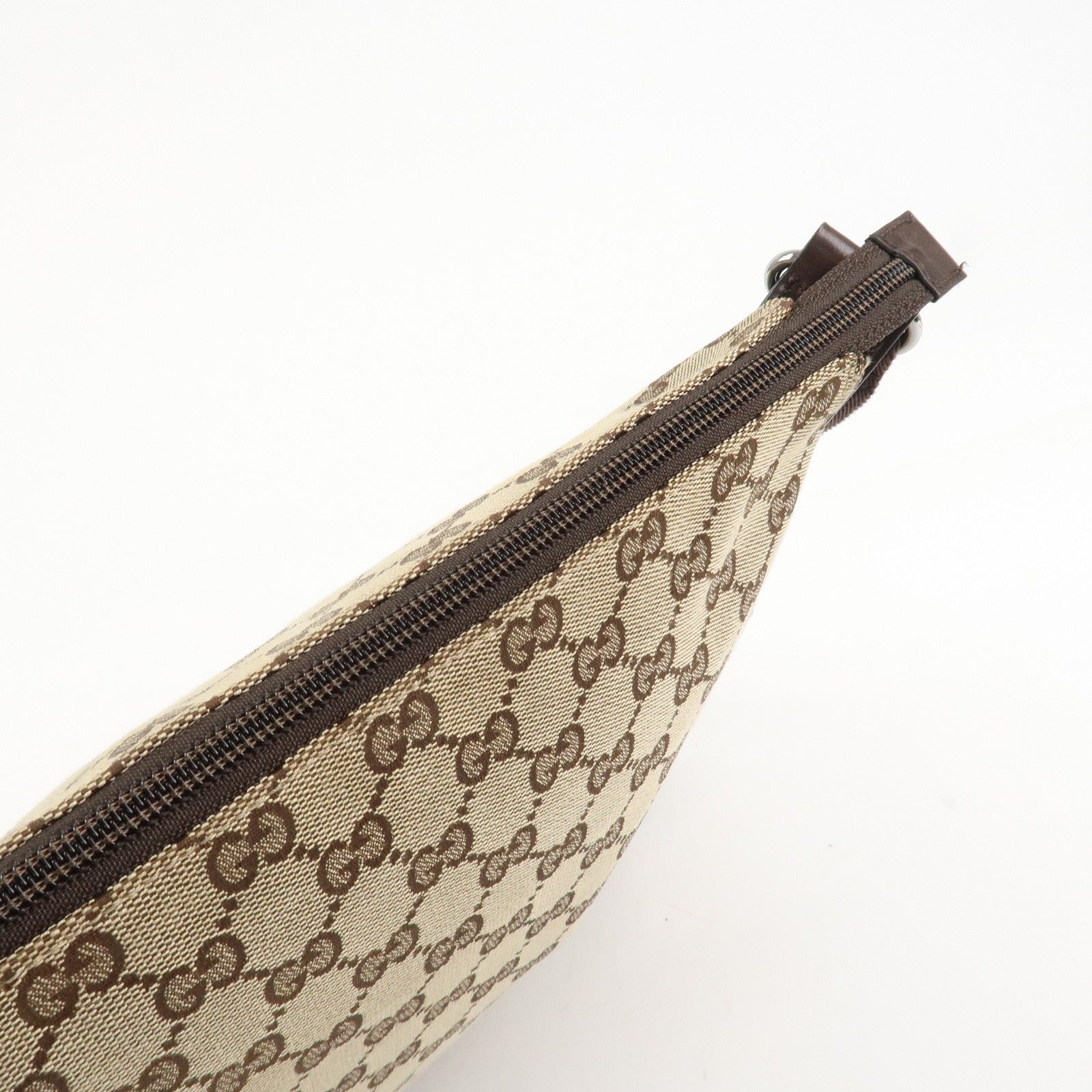 Gucci GG Canvas Leather Shoulder Bag Crossbody Brown