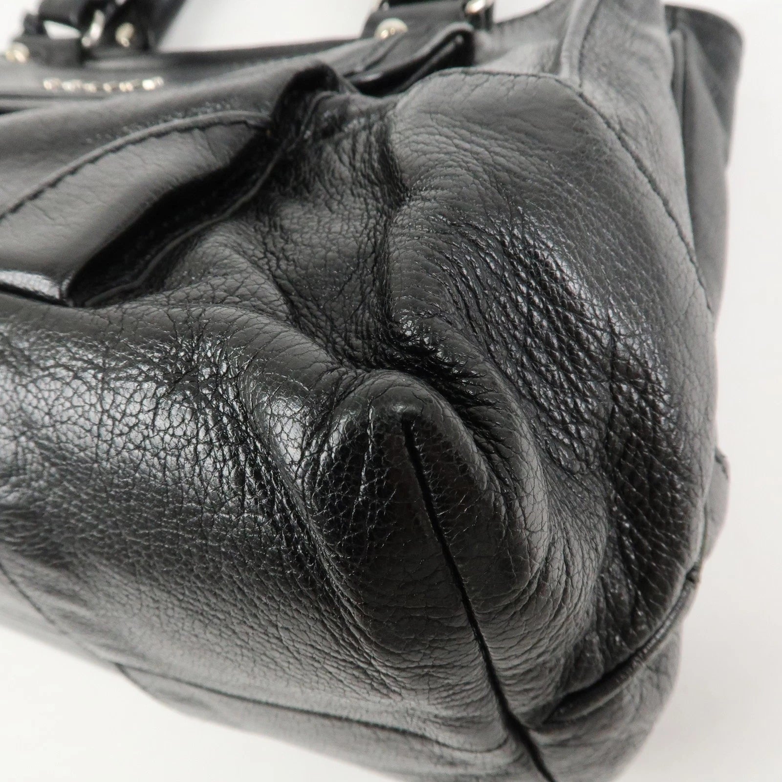 CELINE Boogie Bag Leather Hand Bag Tote Bag Black