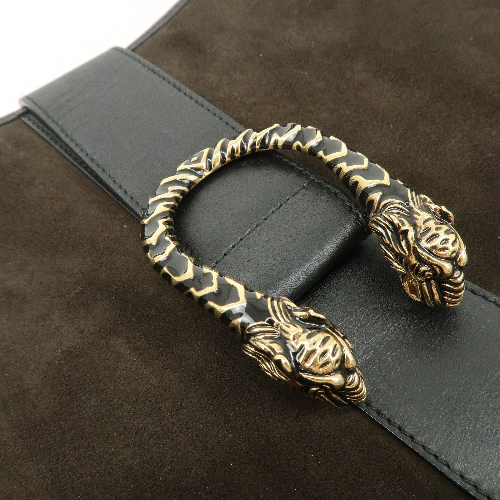 Gucci Duonissos Suede Leather Shoulder Bag - Dark Brown