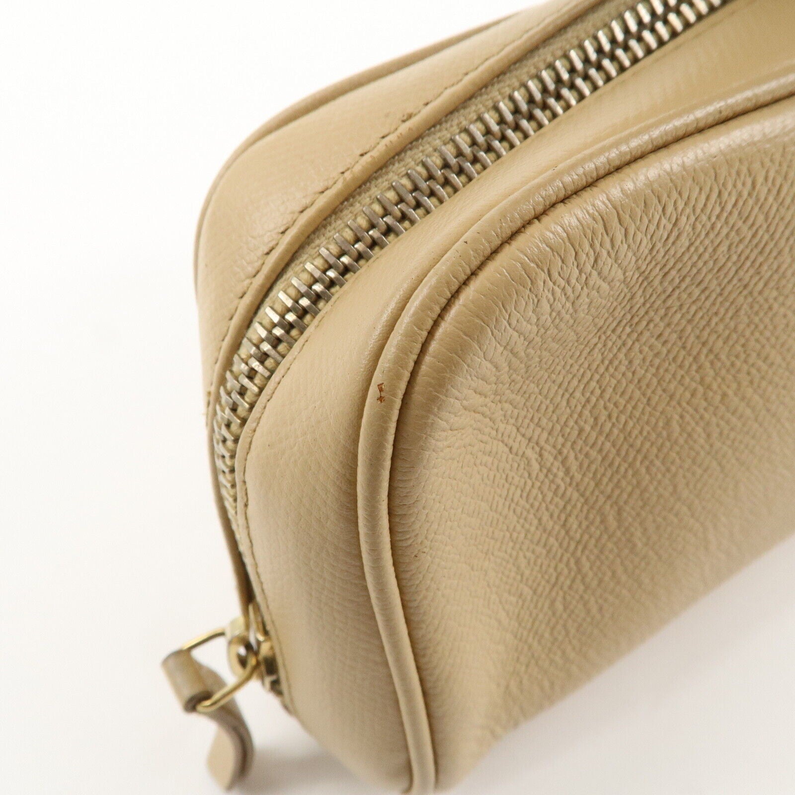 Chanel Leather Cosmetic Pouch - Beige & Gold