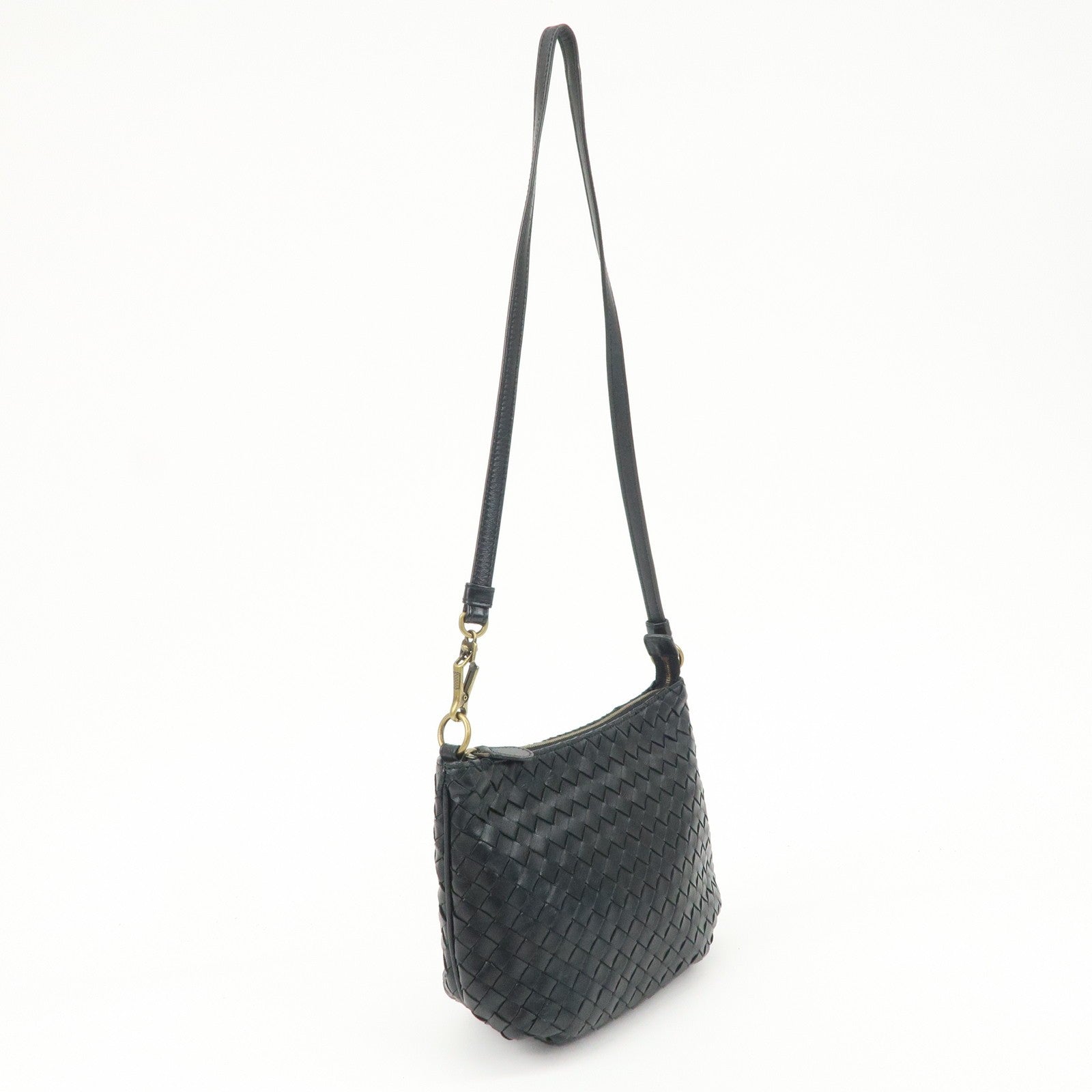 Bottega Veneta Intrecciato Leather Shoulder Bag - Black