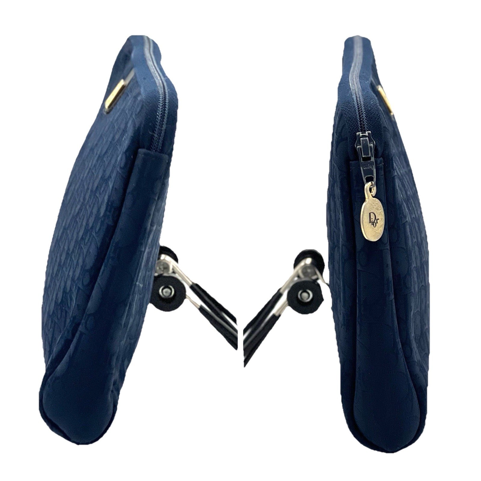 Christian Dior Trotter Clutch Bag Navy Canvas