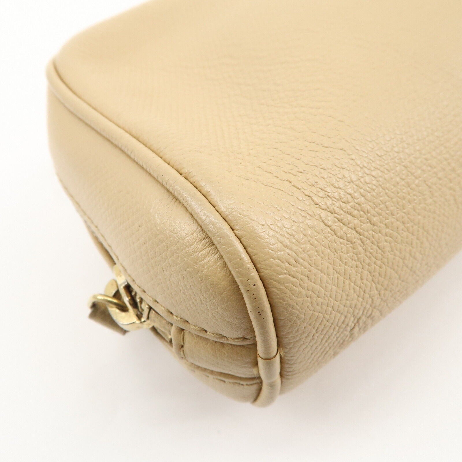 Chanel Leather Cosmetic Pouch - Beige & Gold