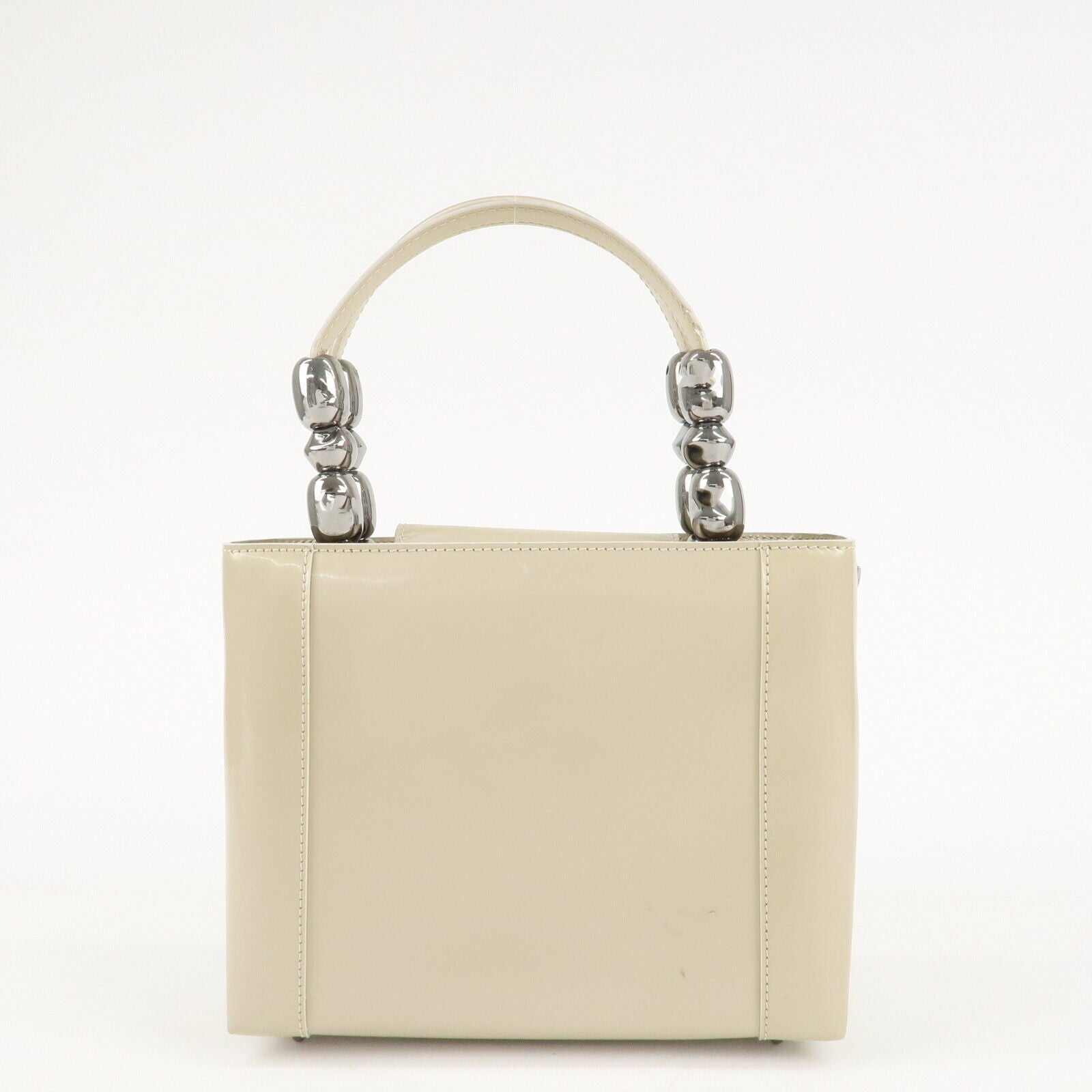 Christian Dior Maris Pearl Patent Leather Tote Bag Beige