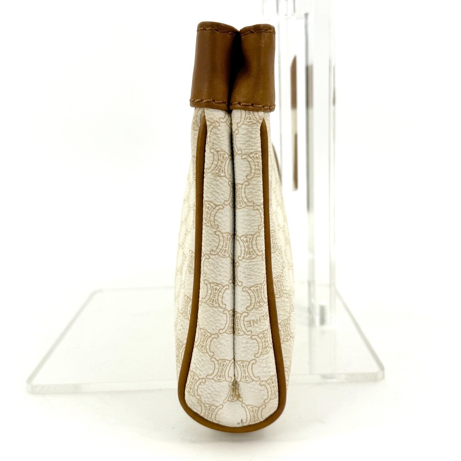 Celine Vintage Clutch Macadam PVC Ivory Leather