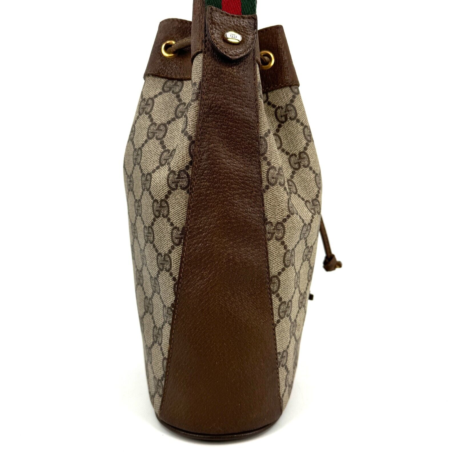 Gucci Vintage GG Sherry Line PVC Leather Drawstring Bucket Shoulder Bag