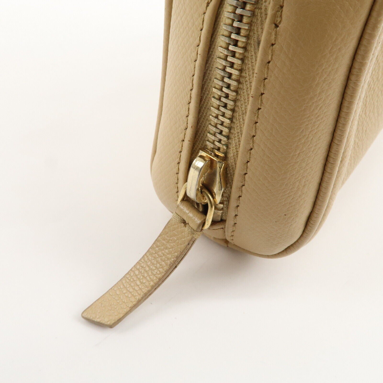 Chanel Leather Cosmetic Pouch - Beige & Gold