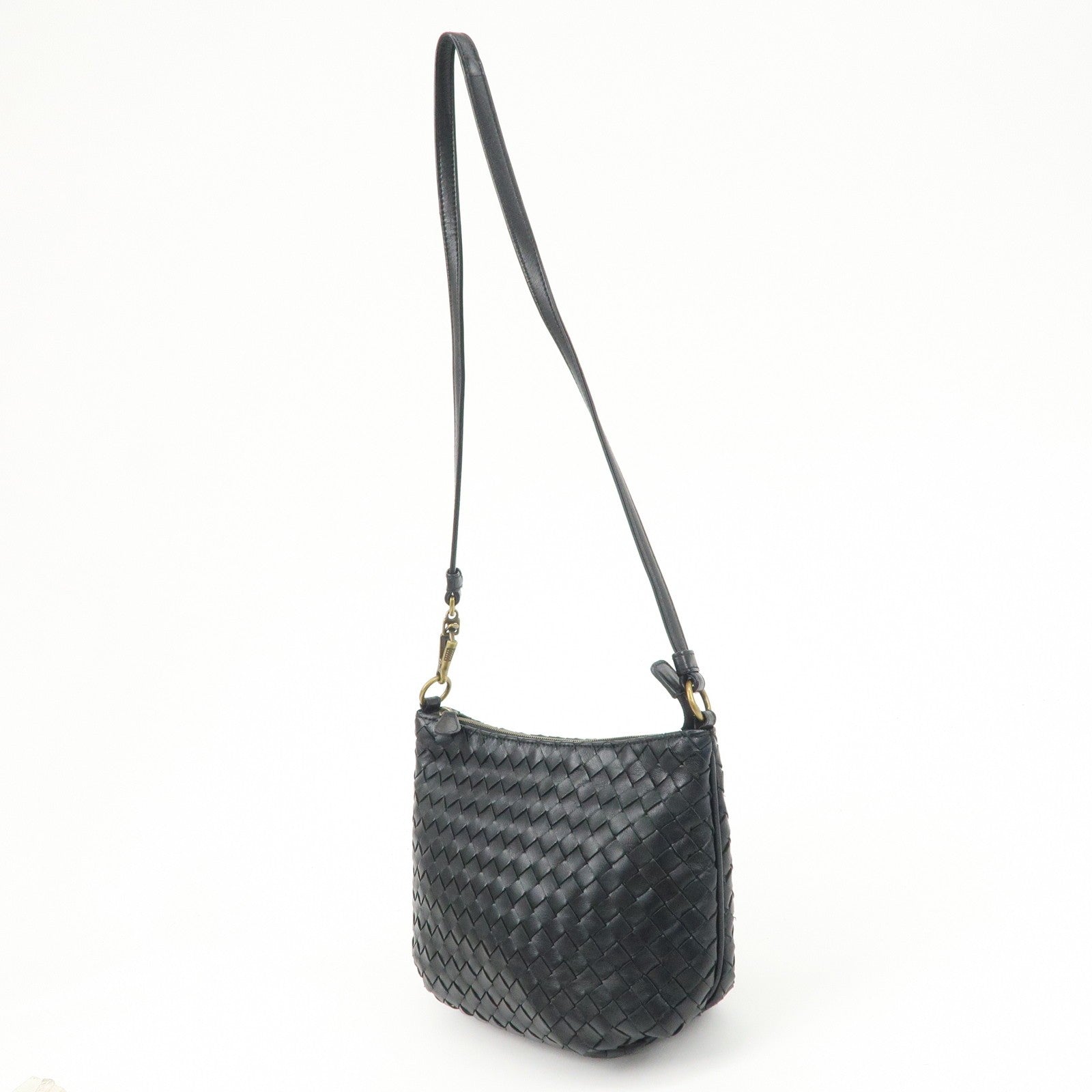 Bottega Veneta Intrecciato Leather Shoulder Bag - Black