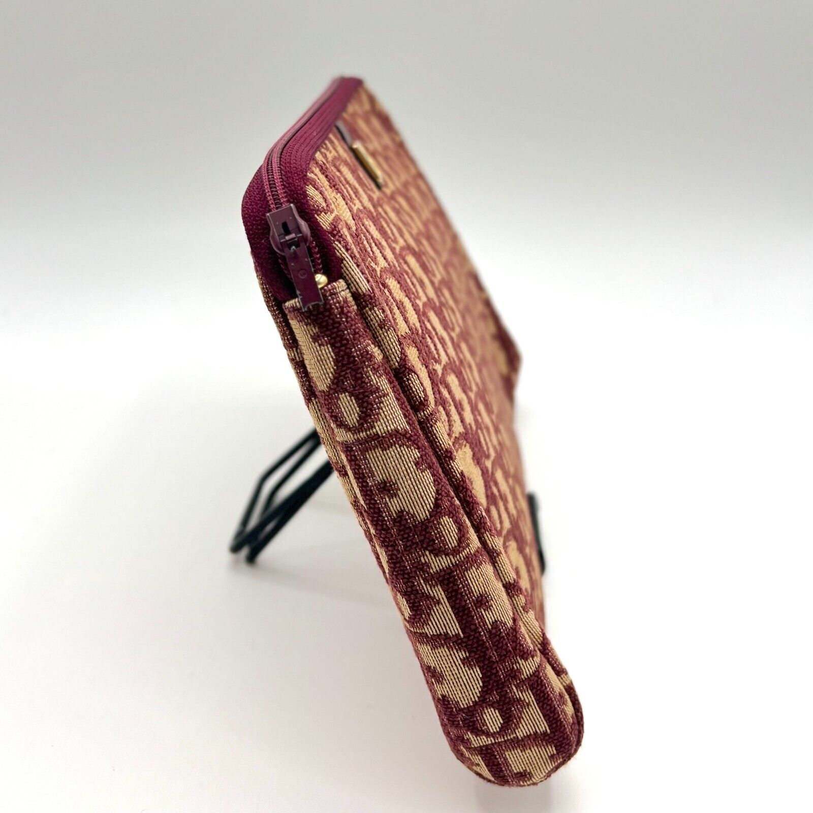 Christian Dior Trotter Clutch Bag Pouch Canvas Bordeaux