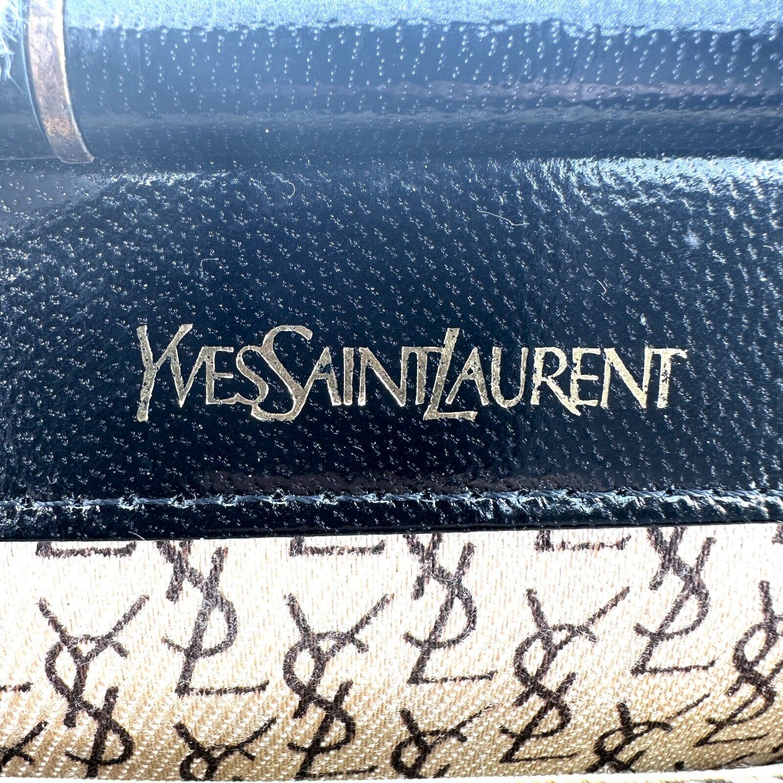 YVES SAINT LAURENT Vintage Clutch Hand Bag Leather Black