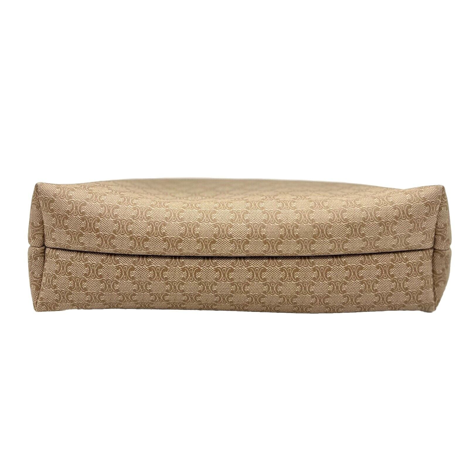Celine Clutch Hand Bag Pouch Macadam PVC Leather Beige Brown