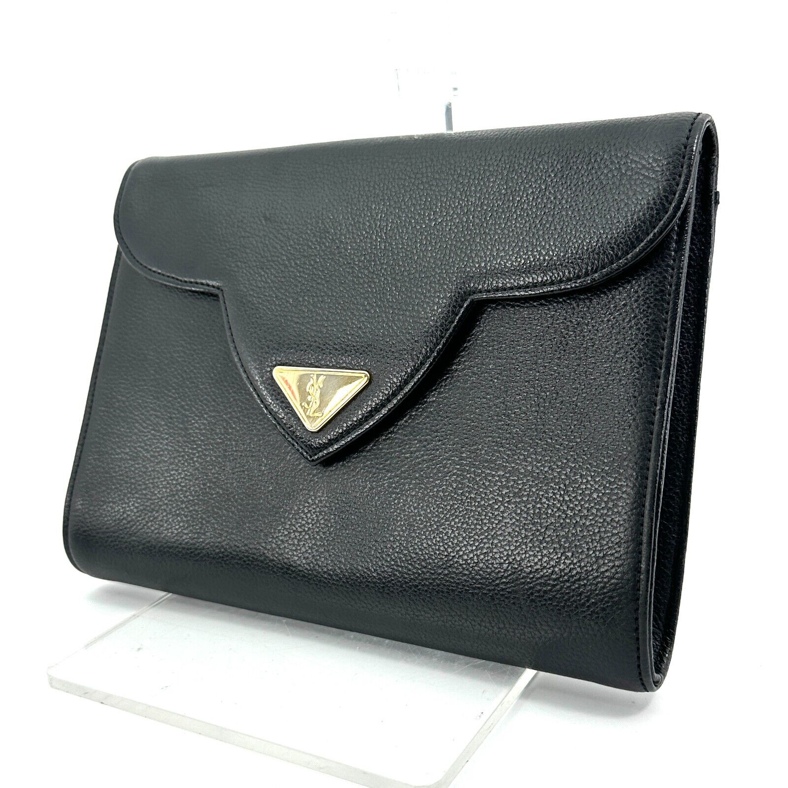 Saint Laurent YSL Clutch Bag Black Leather