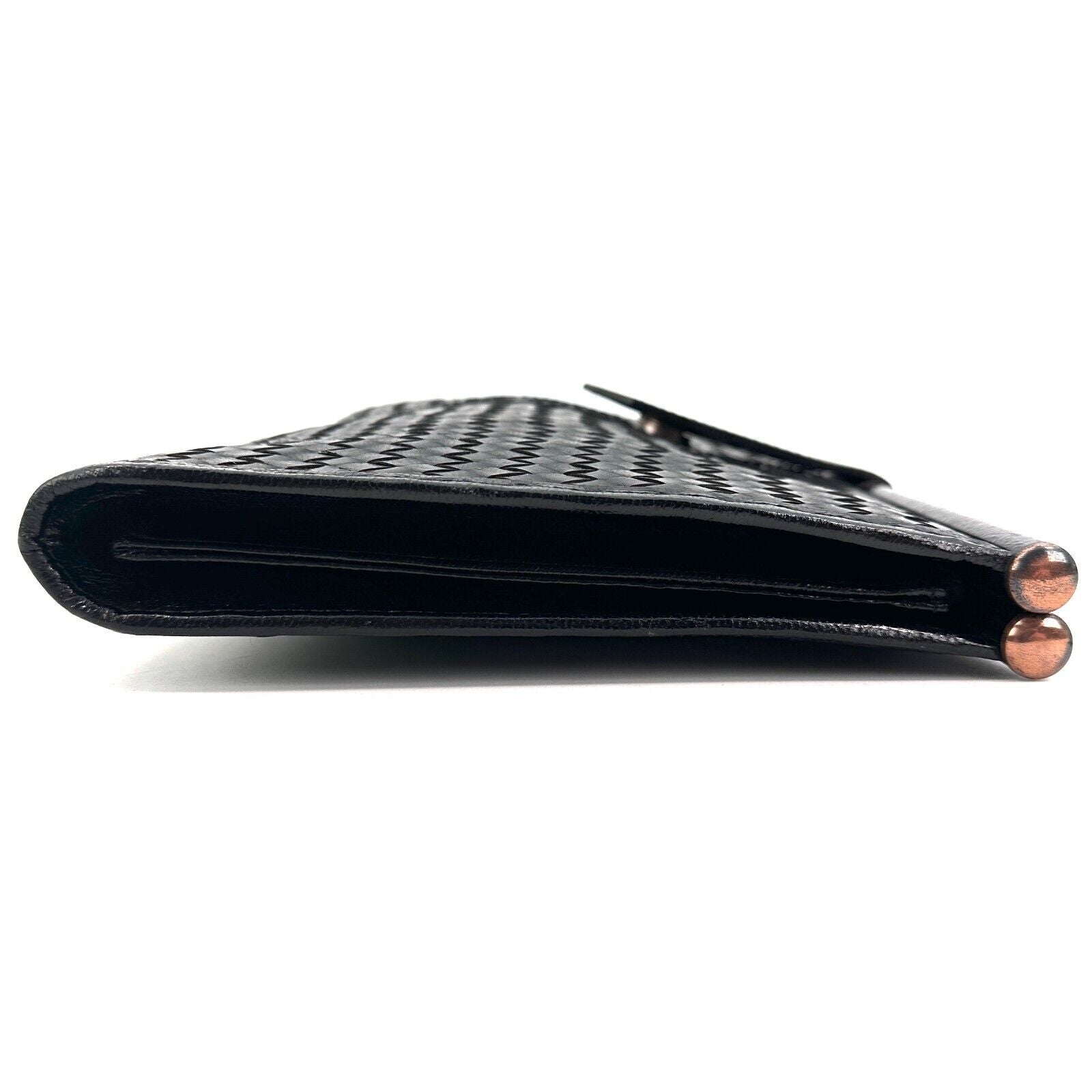 YVES SAINT LAURENT Vintage Clutch Hand Bag Leather Black