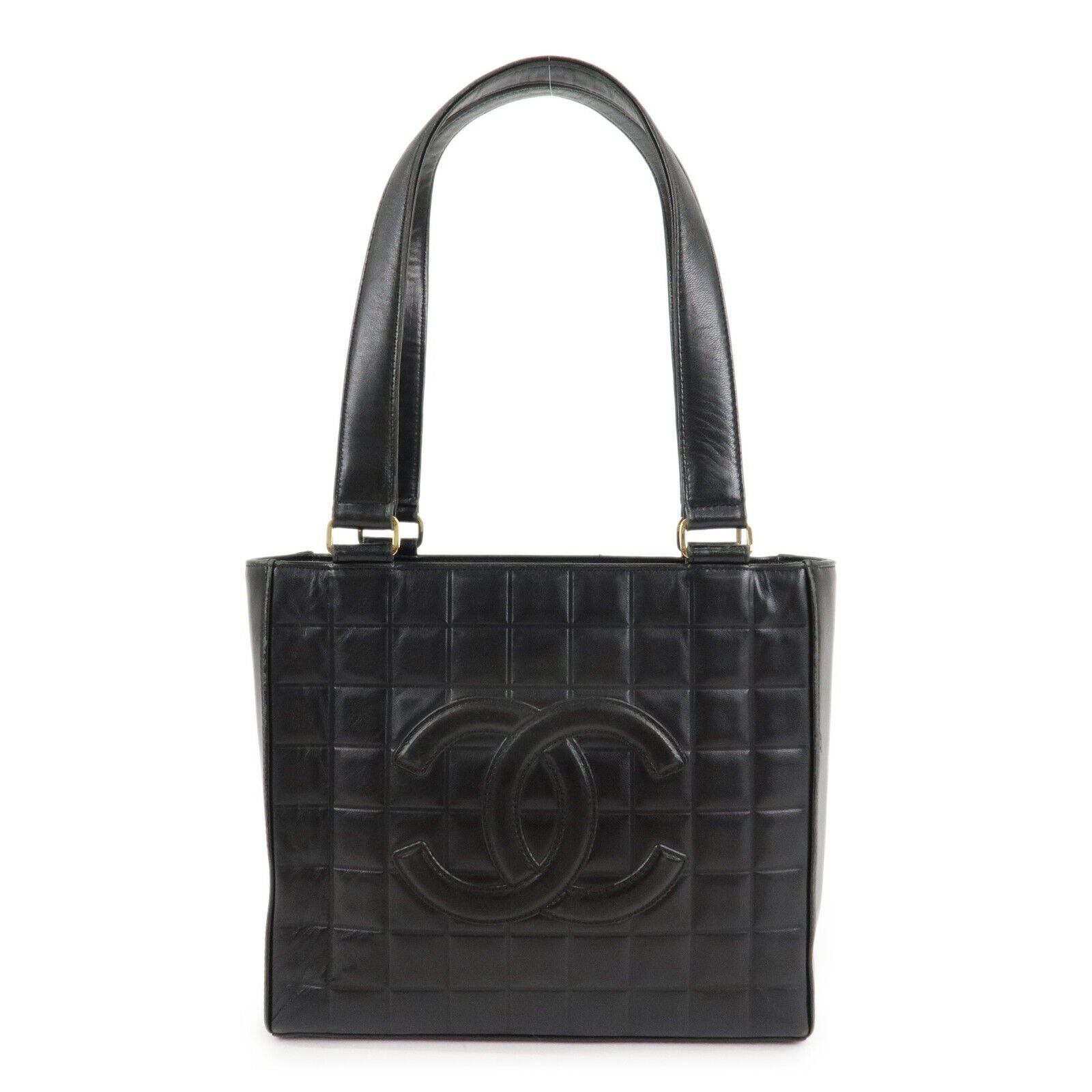 Chanel Mark Chocolate Bar Lamb Skin Black Shoulder Bag
