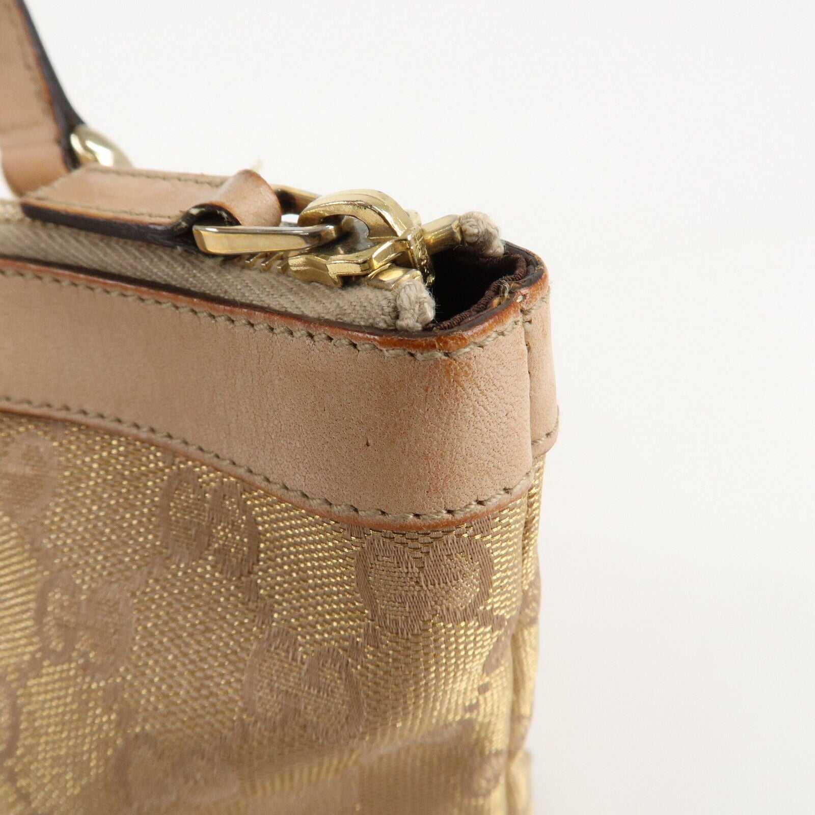 Gucci Abbey Line GG Canvas Leather Tote Bag - Pink White