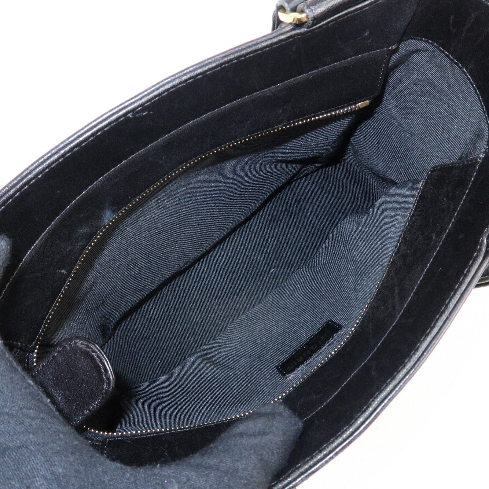 Chanel Mark Chocolate Bar Lamb Skin Black Shoulder Bag