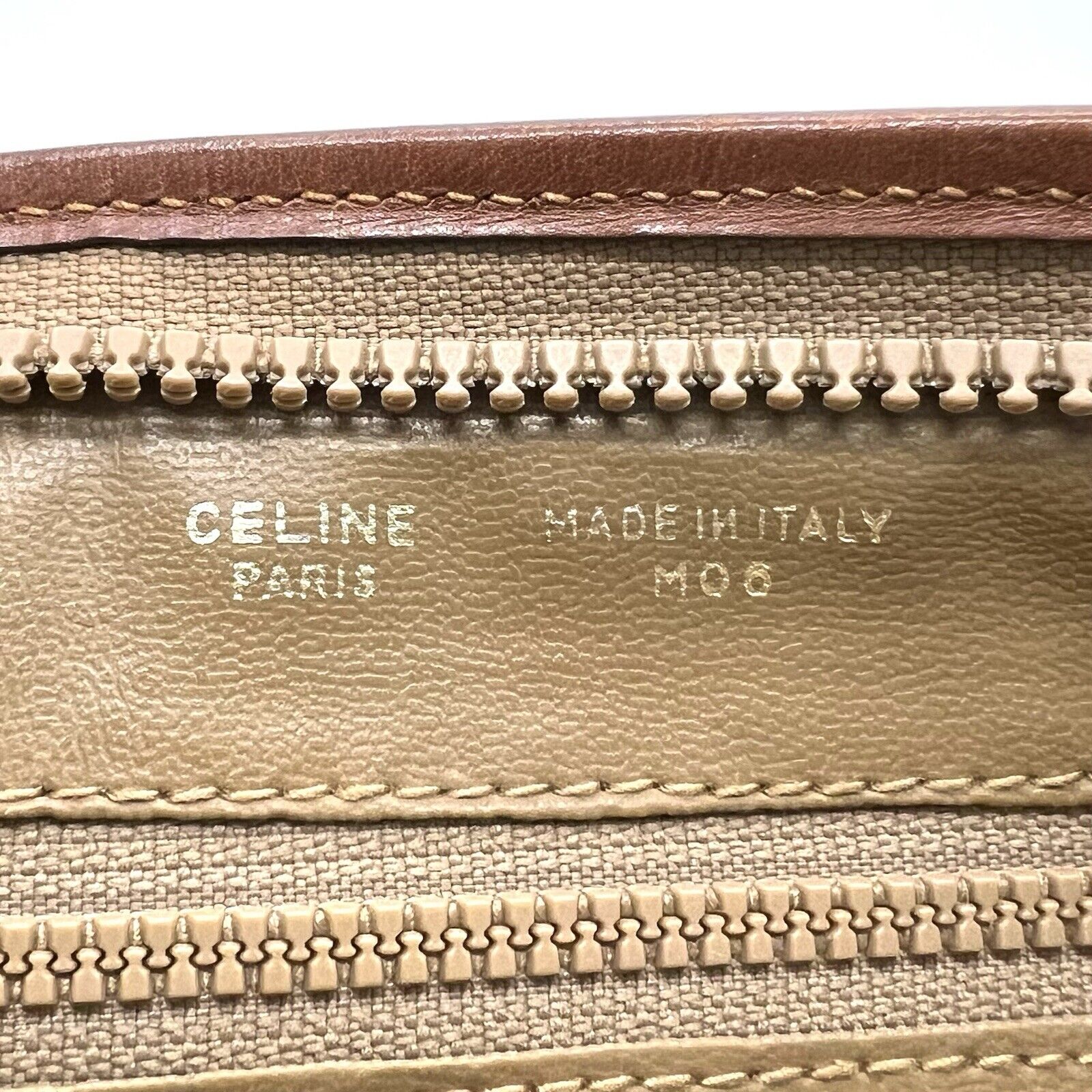 CELINE Vintage Clutch Bag Macadam Brown Purse PVC Leather