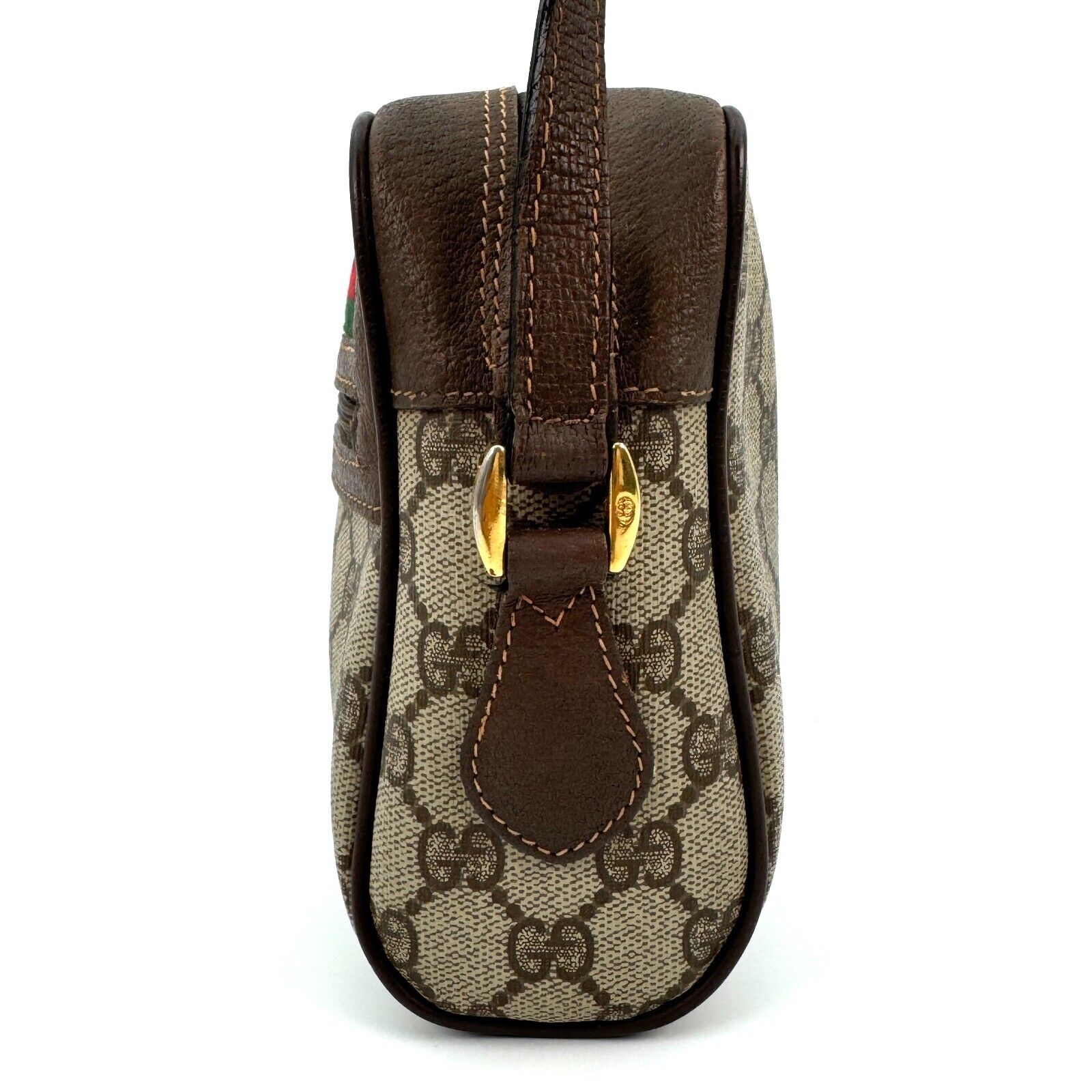 Gucci Vintage Shoulder Bag GG Sherry Line - Brown Leather PVC