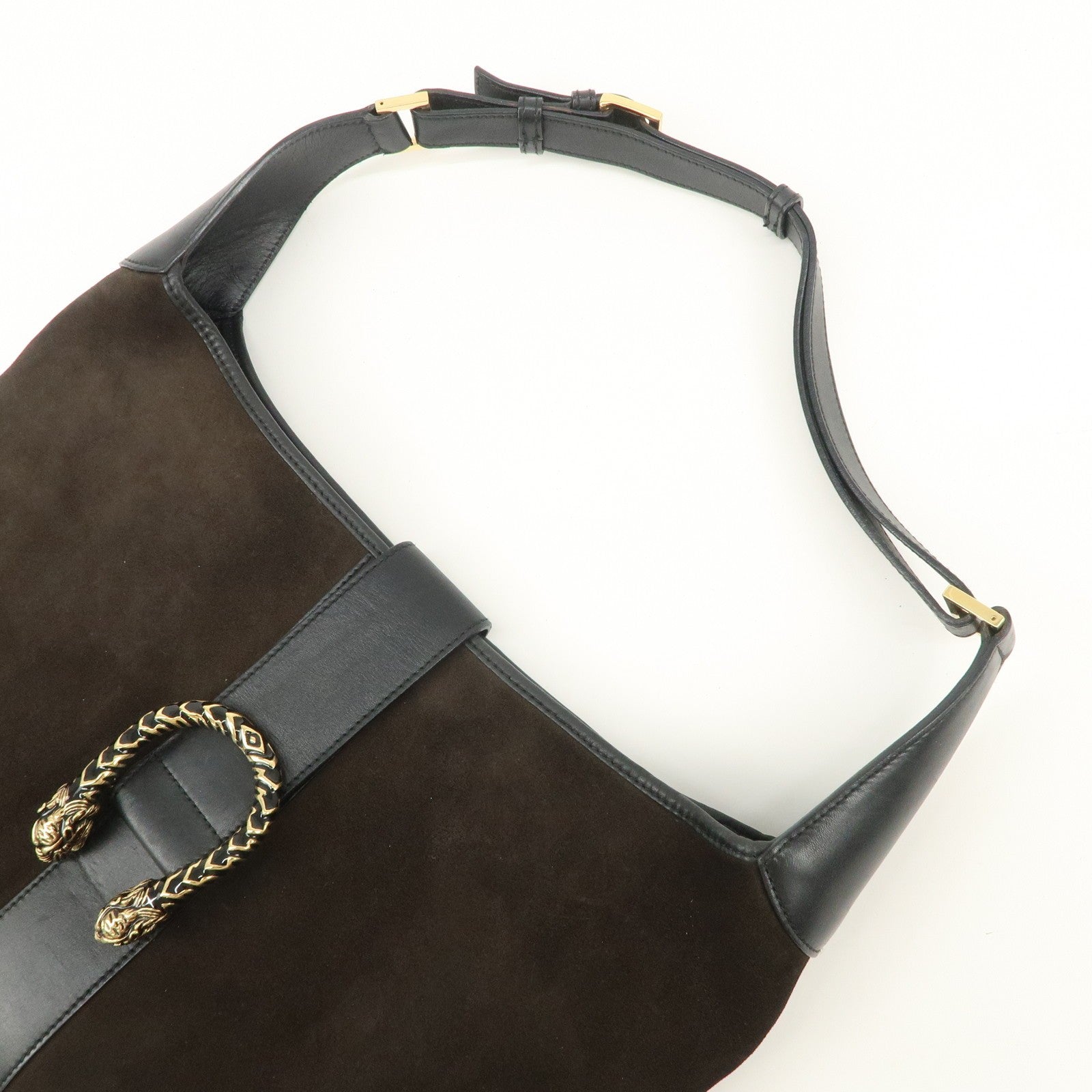 Gucci Duonissos Suede Leather Shoulder Bag - Dark Brown