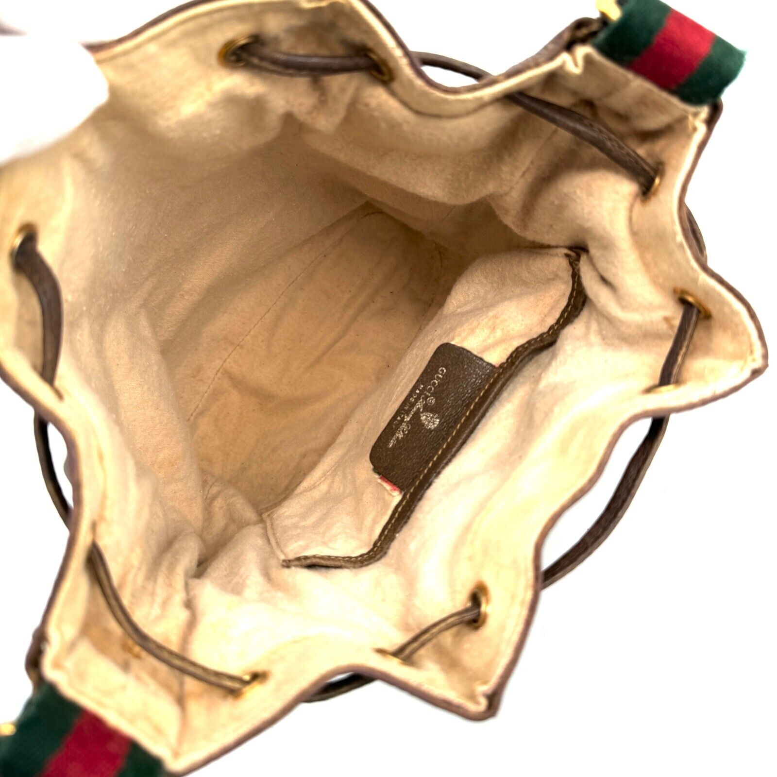 Gucci Vintage GG Sherry Line PVC Leather Drawstring Bucket Shoulder Bag