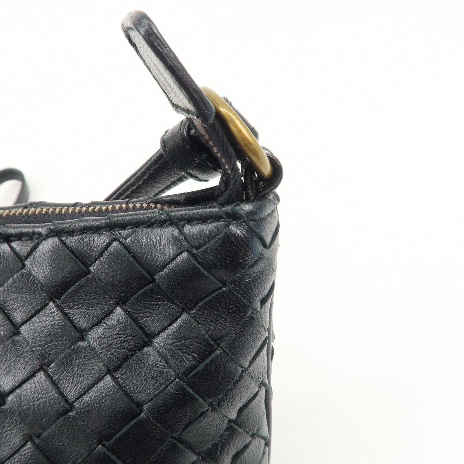 Bottega Veneta Intrecciato Leather Shoulder Bag - Black
