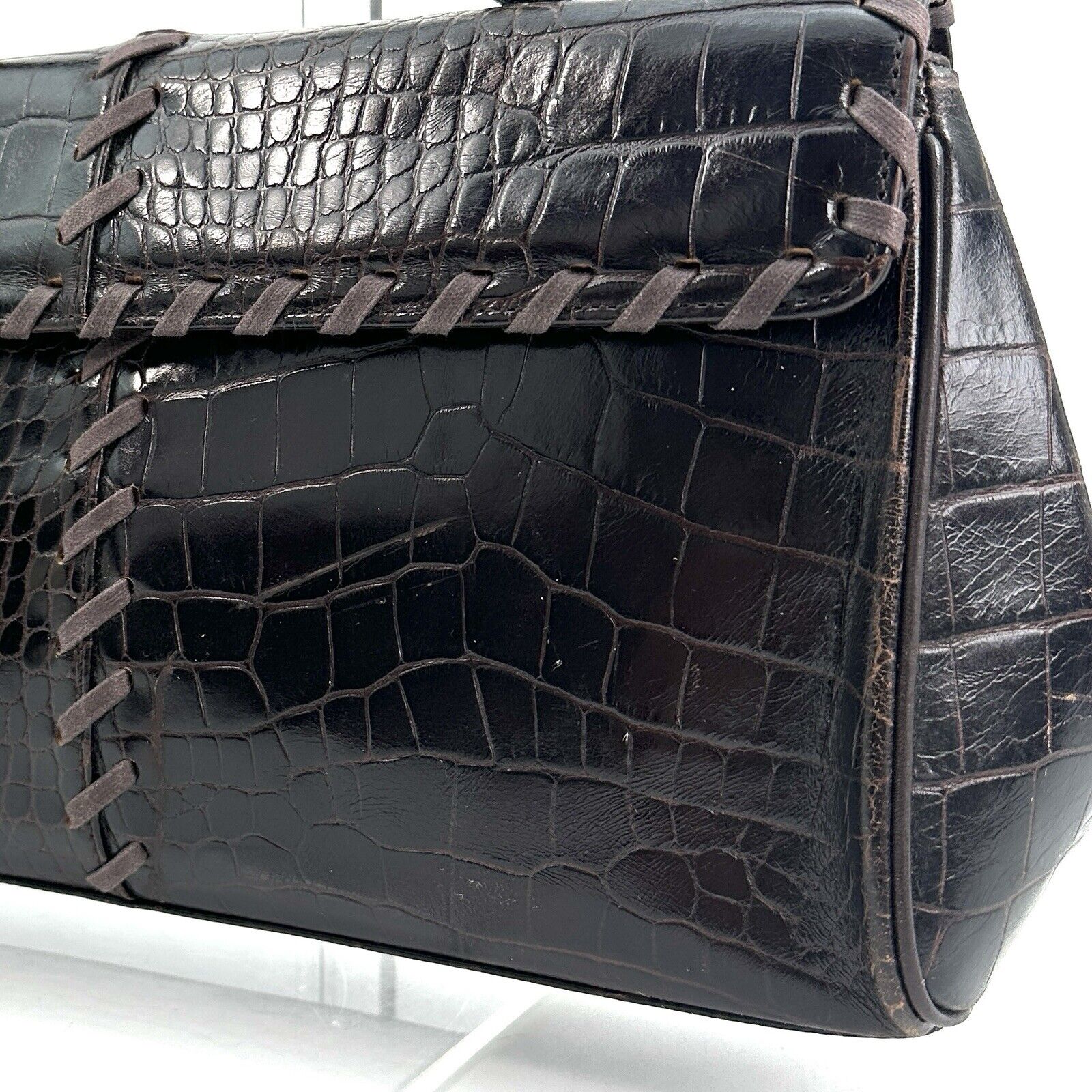 Yves Saint Laurent YSL Vintage Black Leather Toto Handbag