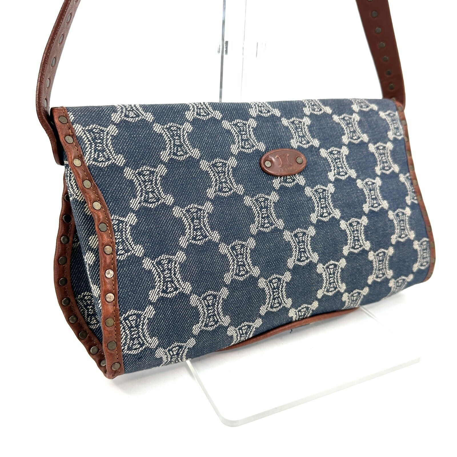 CELINE Shoulder Bag Denim Paris Macadam