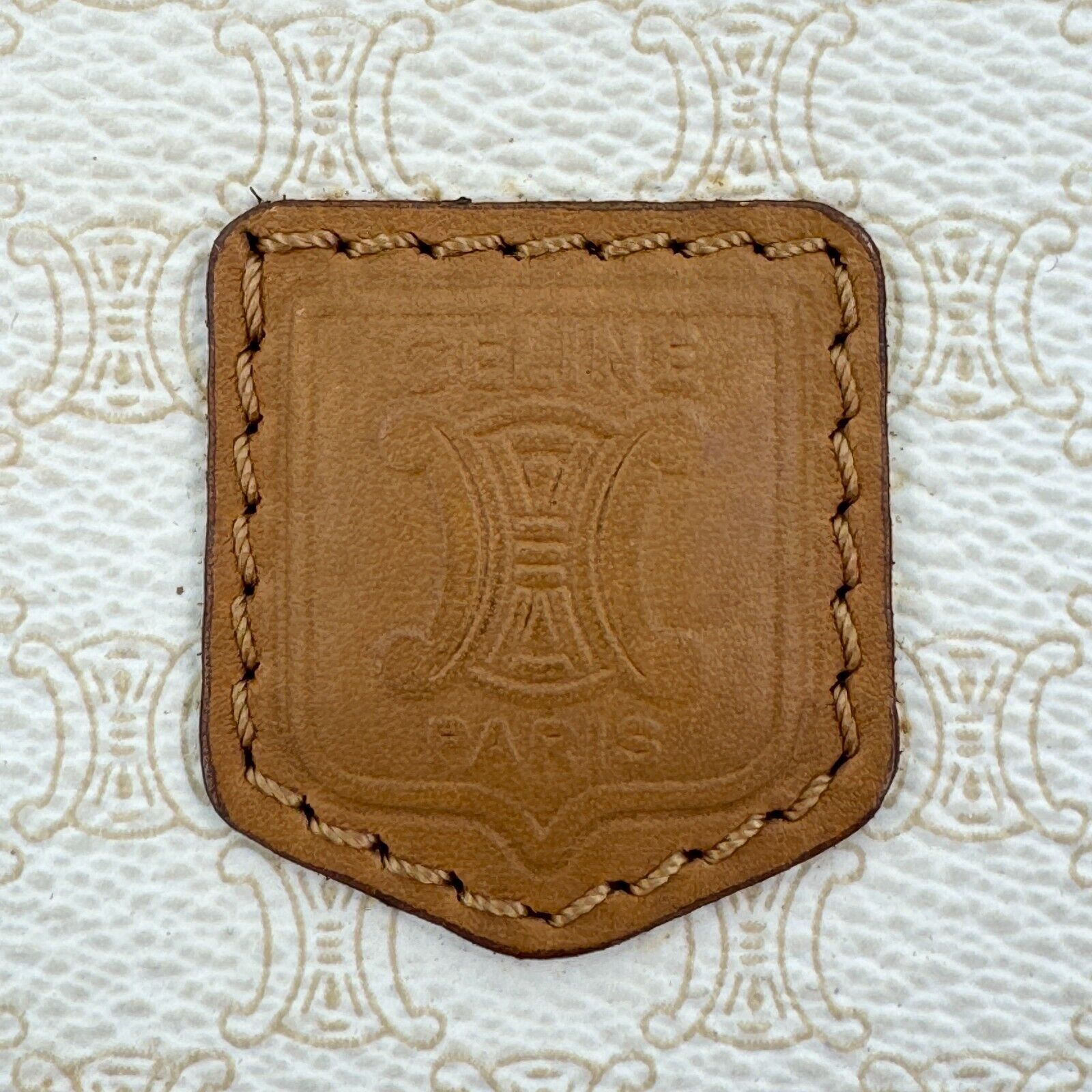 Celine Vintage Clutch Macadam PVC Ivory Leather