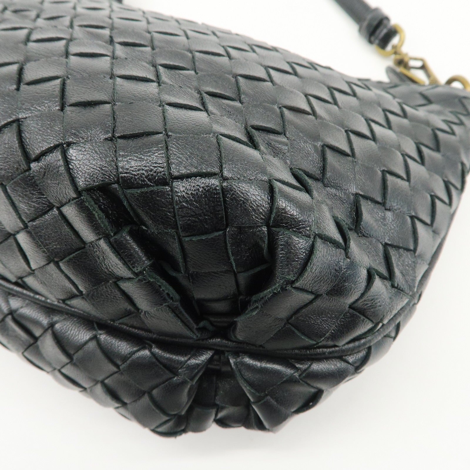 Bottega Veneta Intrecciato Leather Shoulder Bag - Black