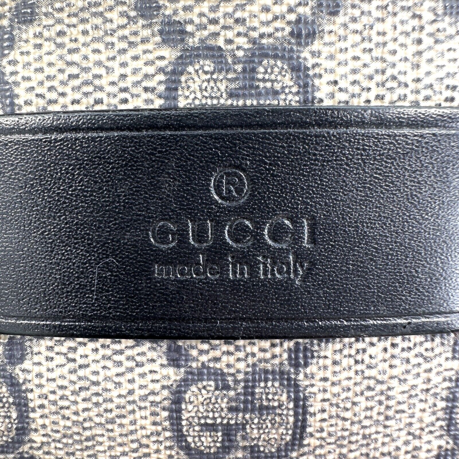 Gucci GG PVC Leather Supreme Tote Shoulder Bag Purse Navy