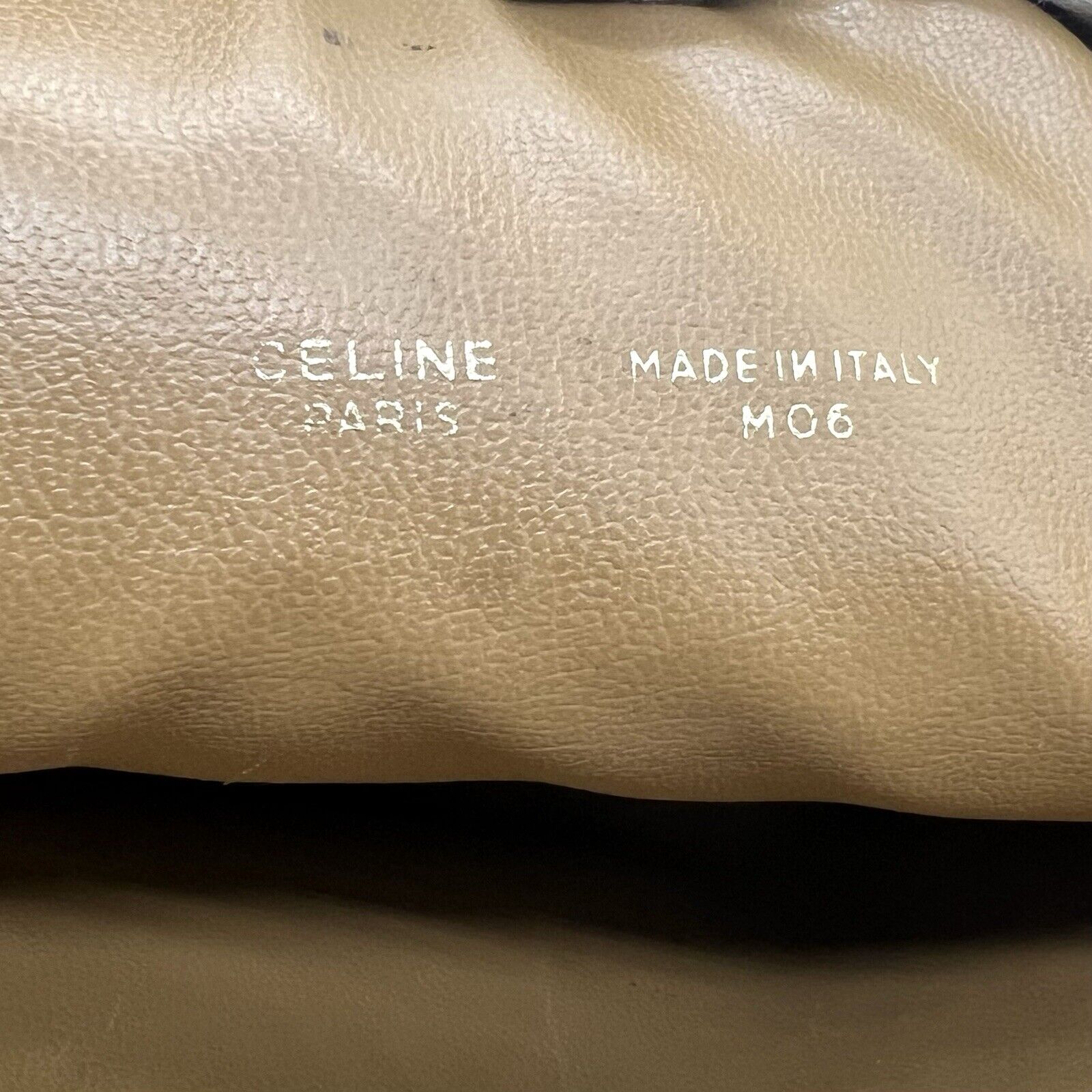 Celine Clutch Hand Bag Pouch Macadam PVC Leather Beige Brown