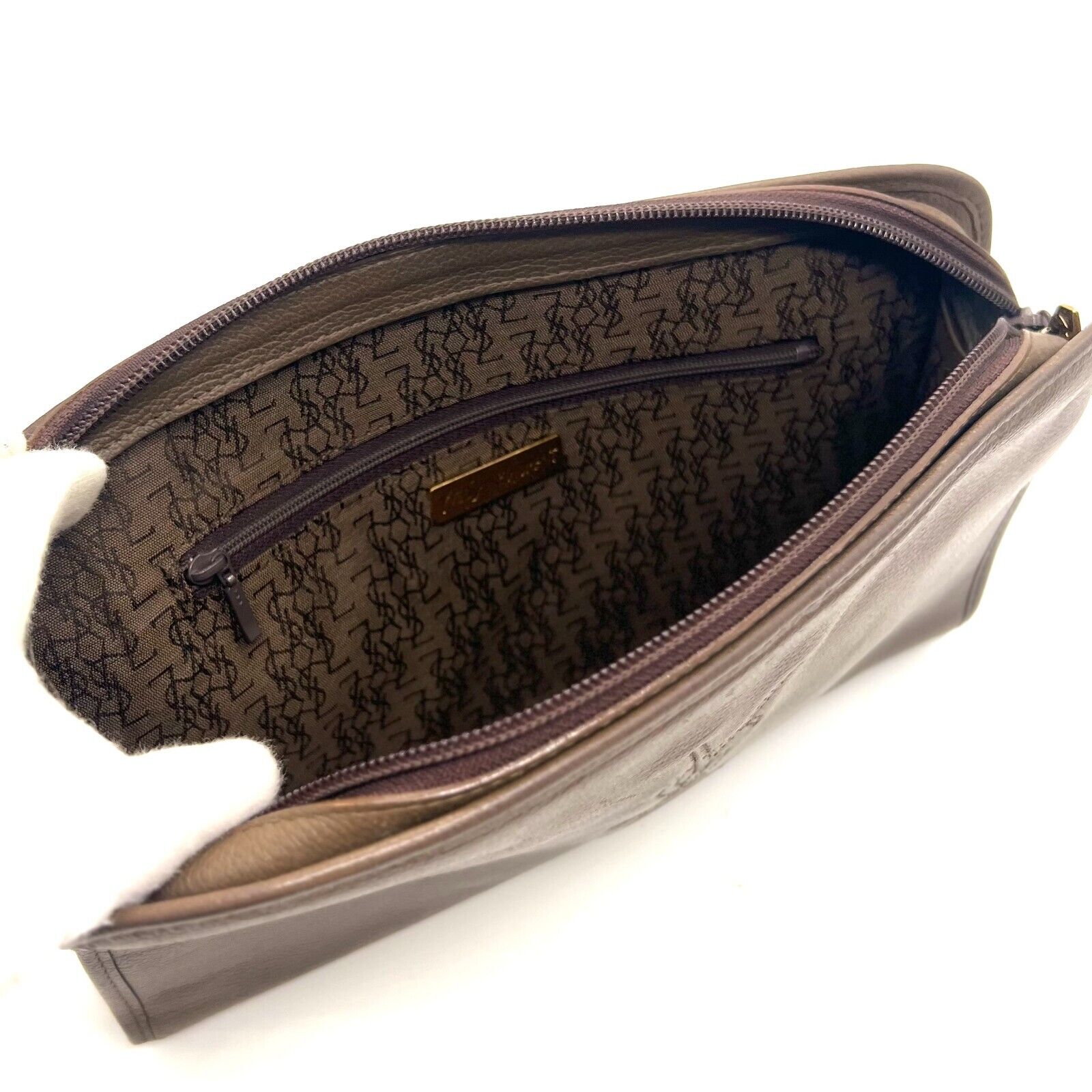 Yves Saint Laurent YSL Leather Clutch - Brown