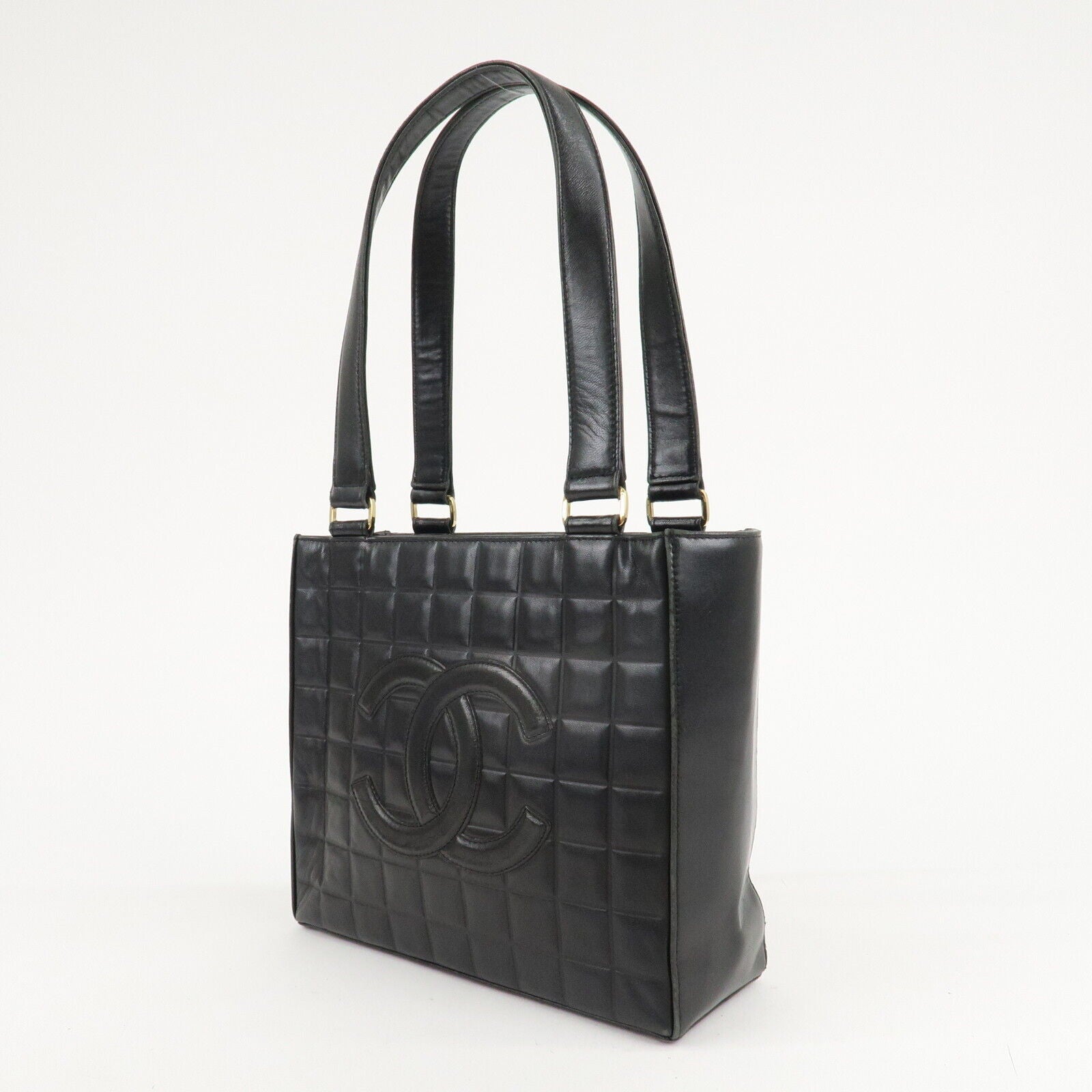 Chanel Mark Chocolate Bar Lamb Skin Black Shoulder Bag