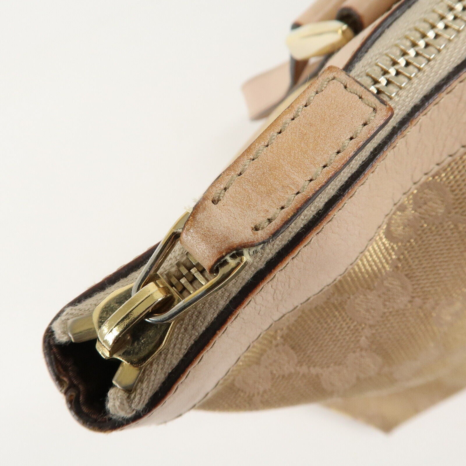 Gucci Abbey Line GG Canvas Leather Tote Bag - Pink White