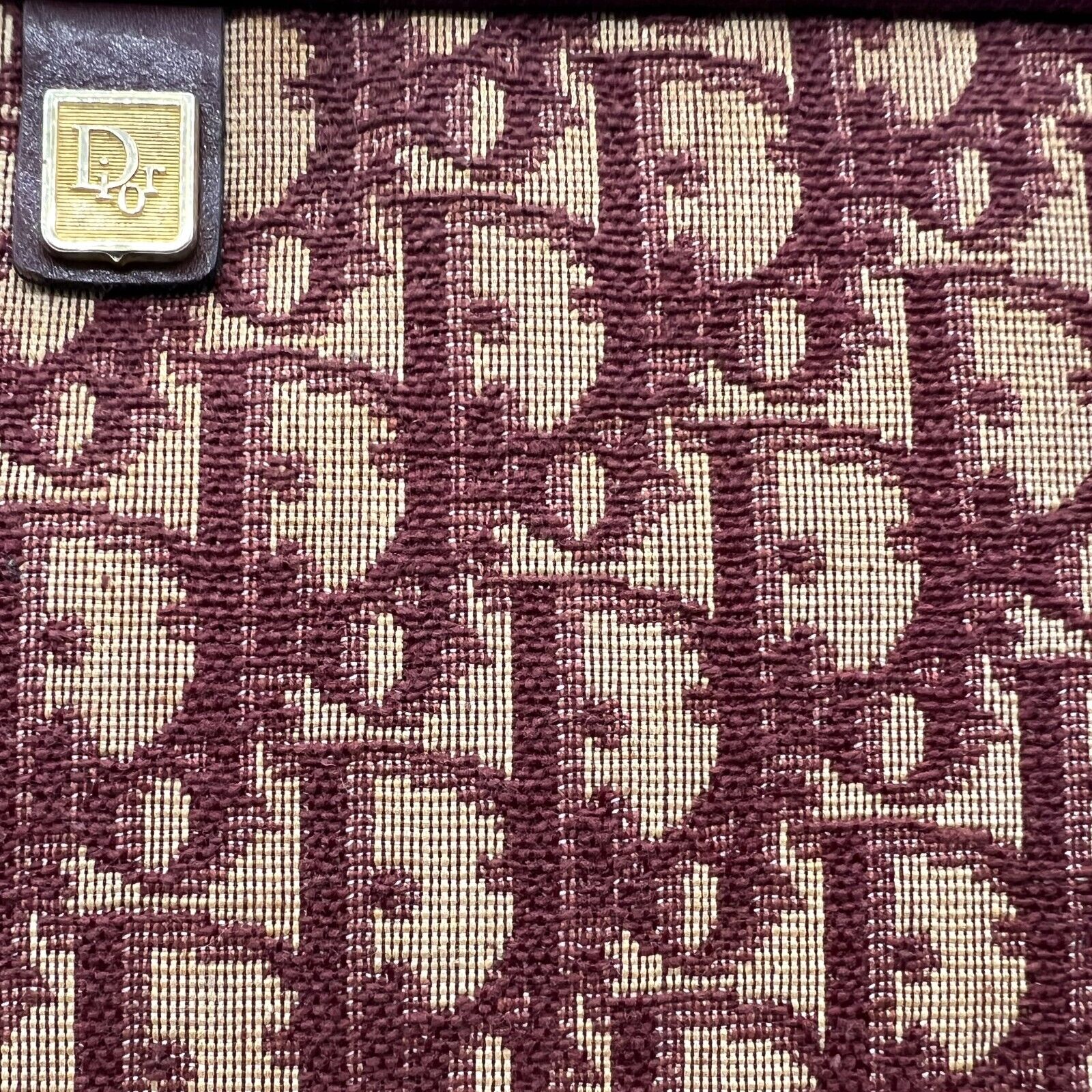 Christian Dior Trotter Clutch Bag Pouch Canvas Bordeaux