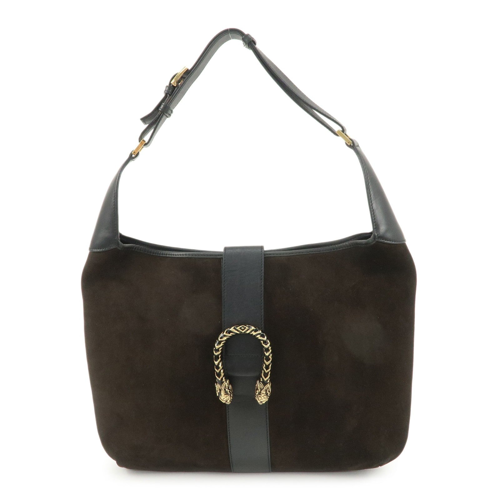 Gucci Duonissos Suede Leather Shoulder Bag - Dark Brown