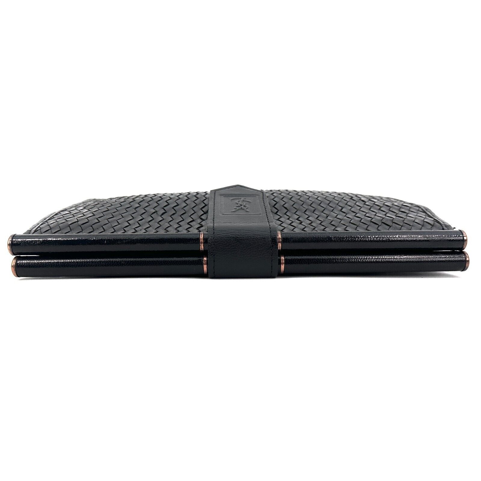 YVES SAINT LAURENT Vintage Clutch Hand Bag Leather Black