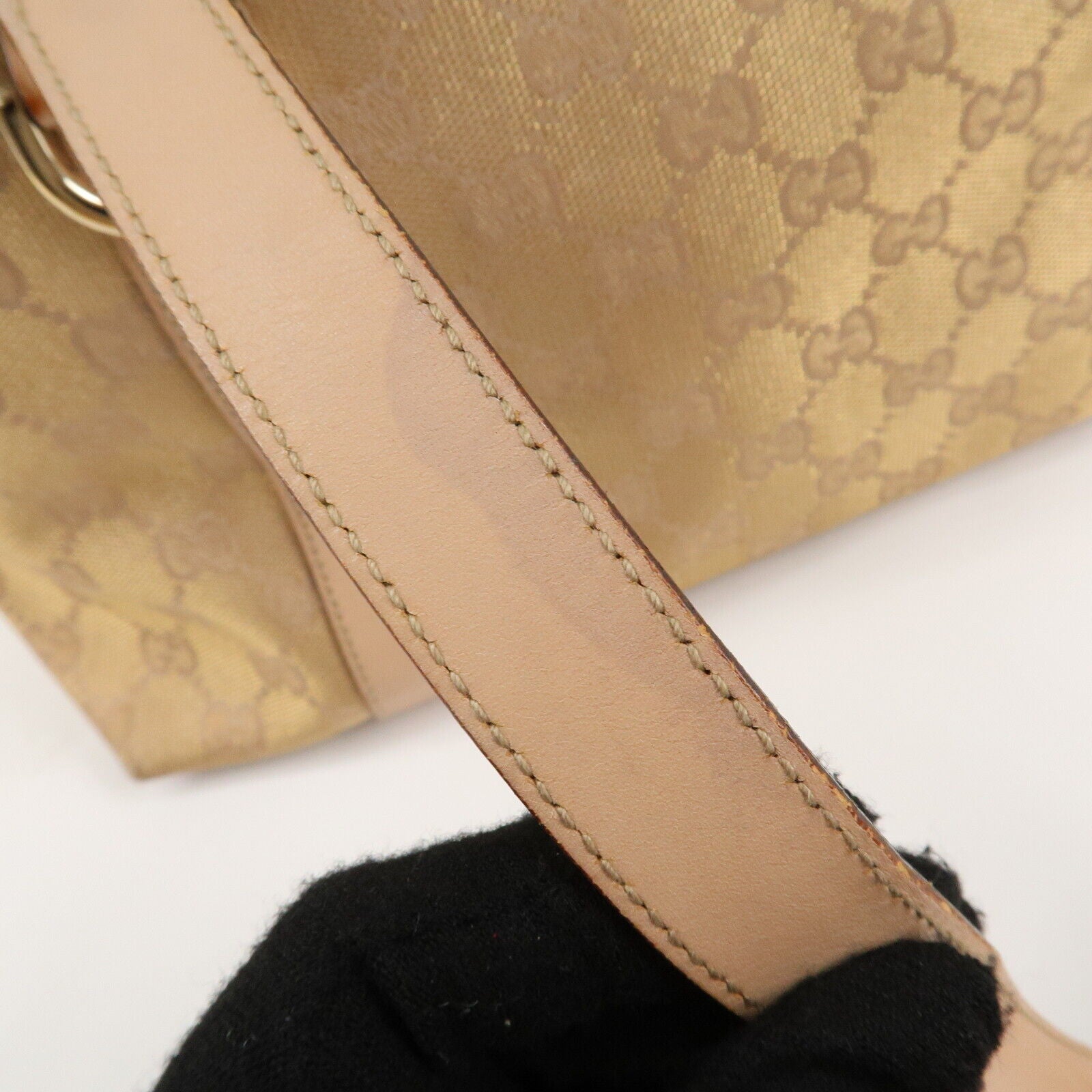 Gucci Abbey Line GG Canvas Leather Tote Bag - Pink White