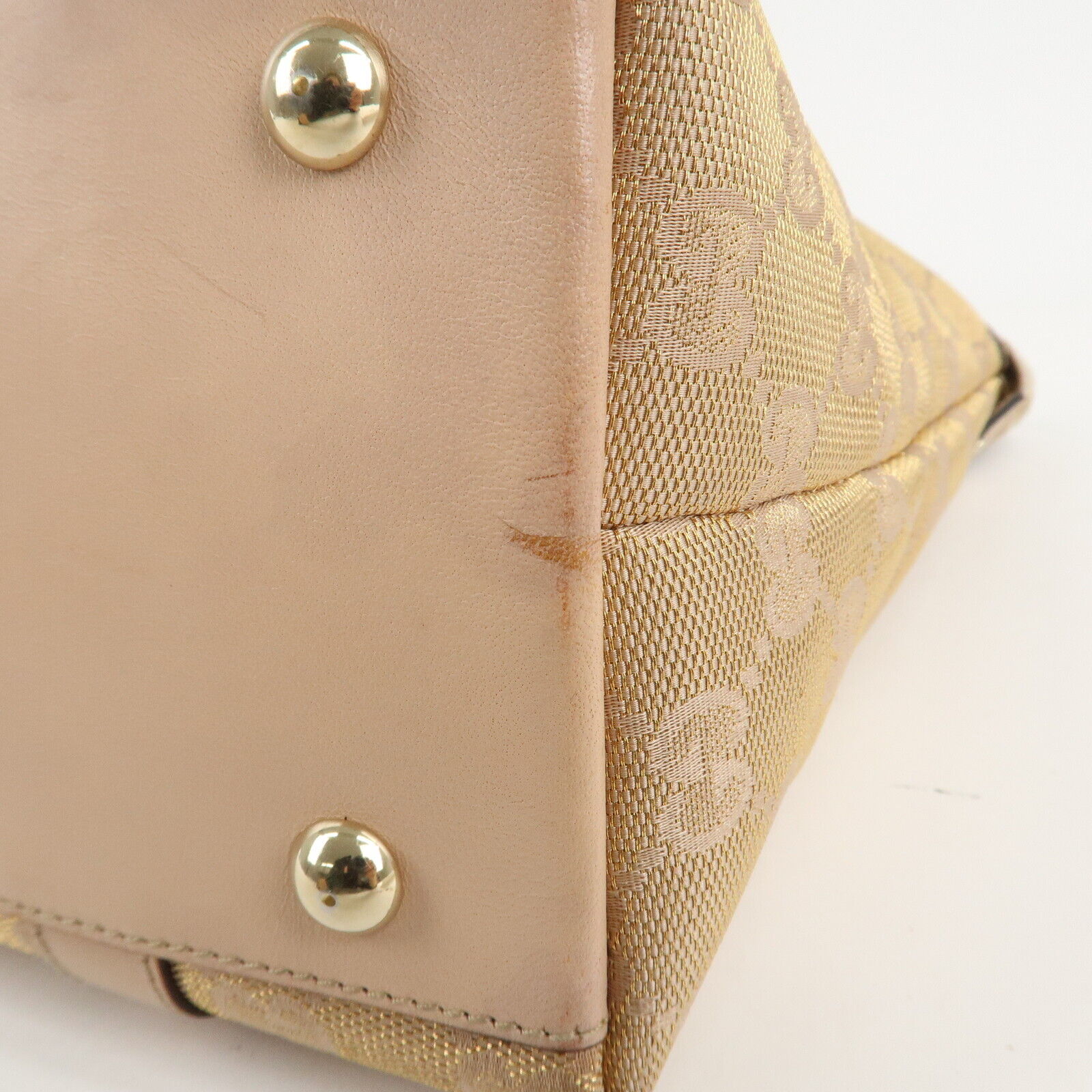 Gucci Abbey Line GG Canvas Leather Tote Bag - Pink White