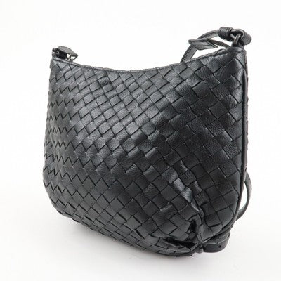 Bottega Veneta Intrecciato Leather Shoulder Black Bag